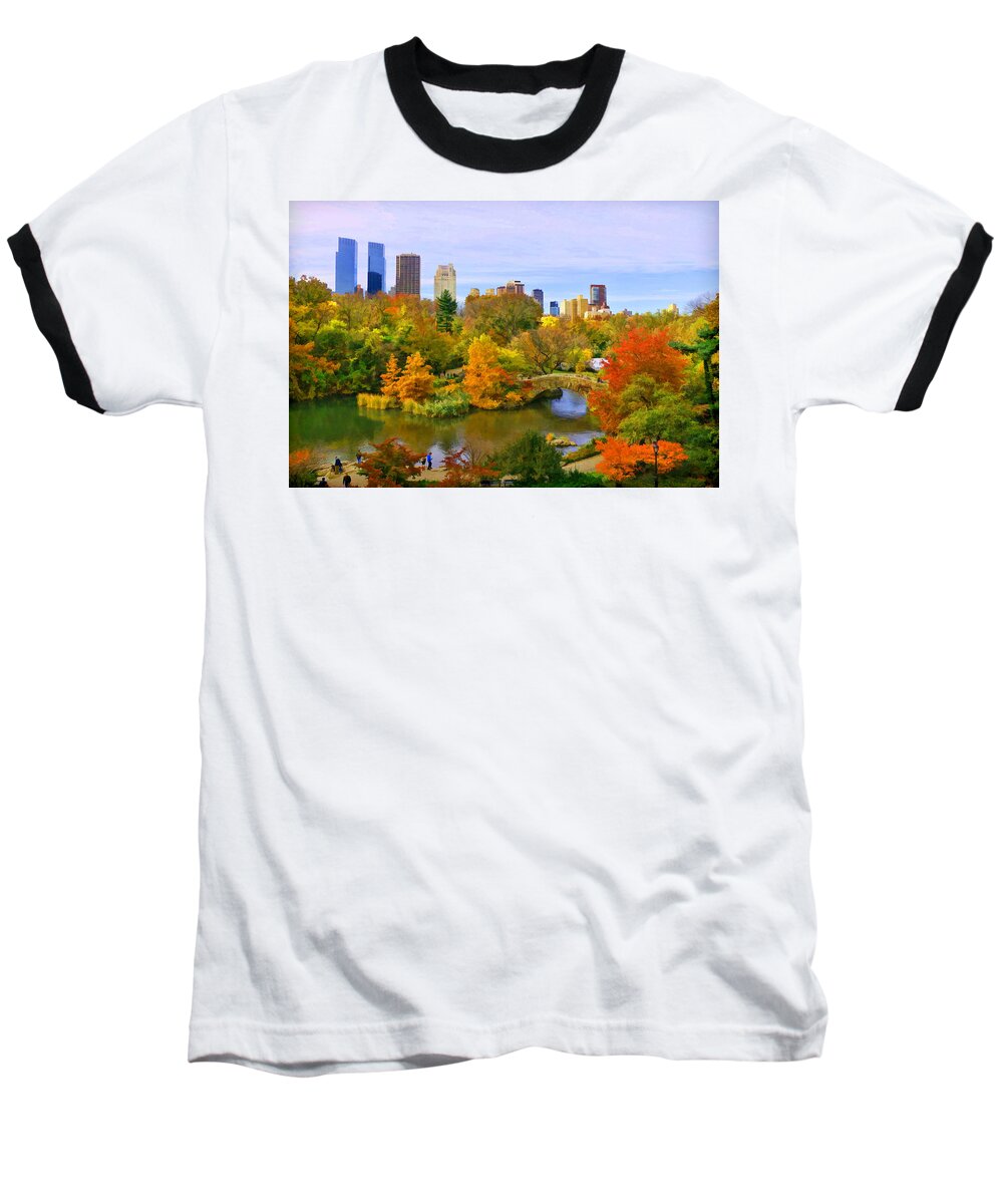 Park Baseball T-Shirt featuring the photograph Autumn in Central Park 4 by Allen Beatty
