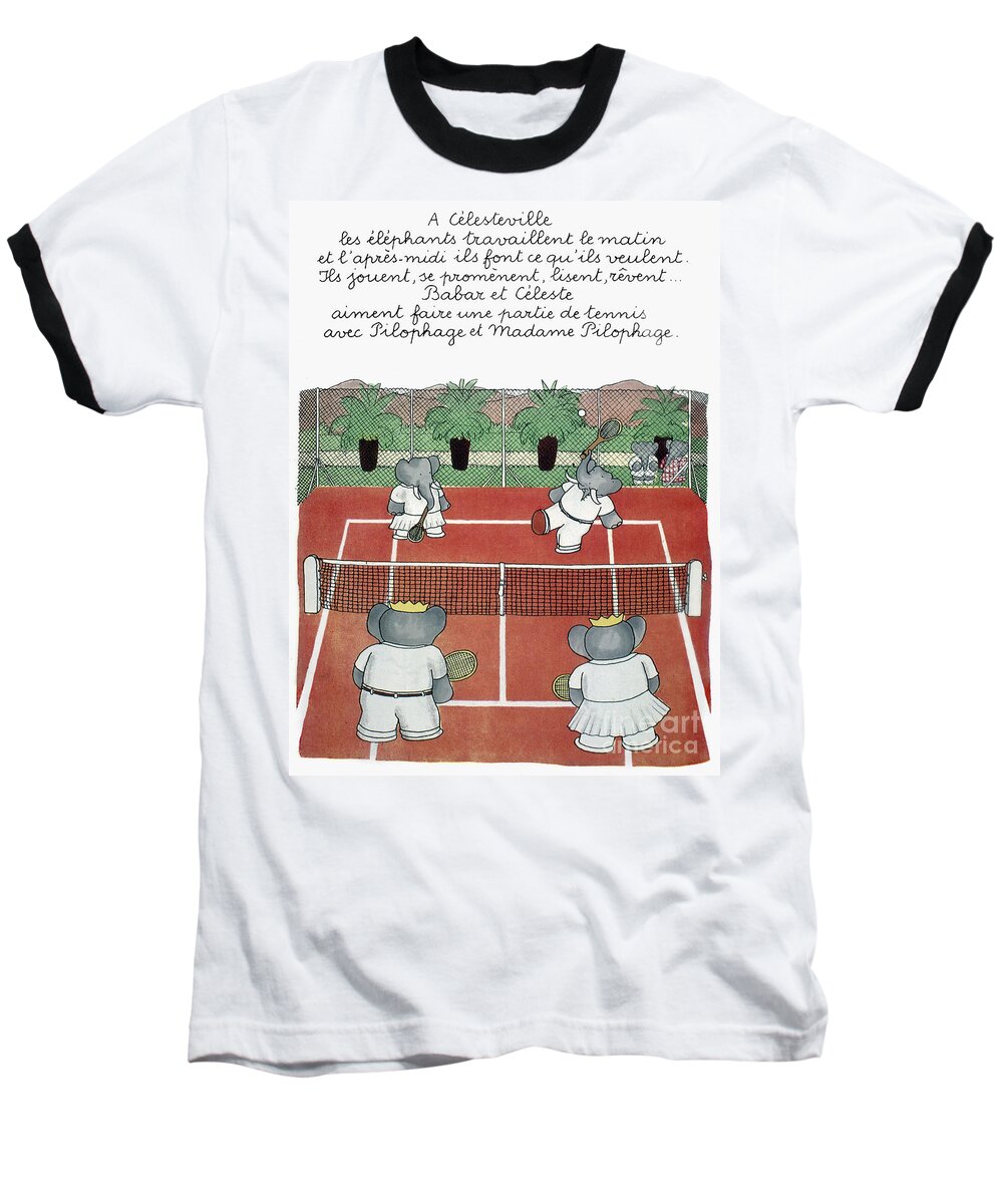 1930s Baseball T-Shirt featuring the drawing BABAR THE ELEPHANT, 1930s by Granger