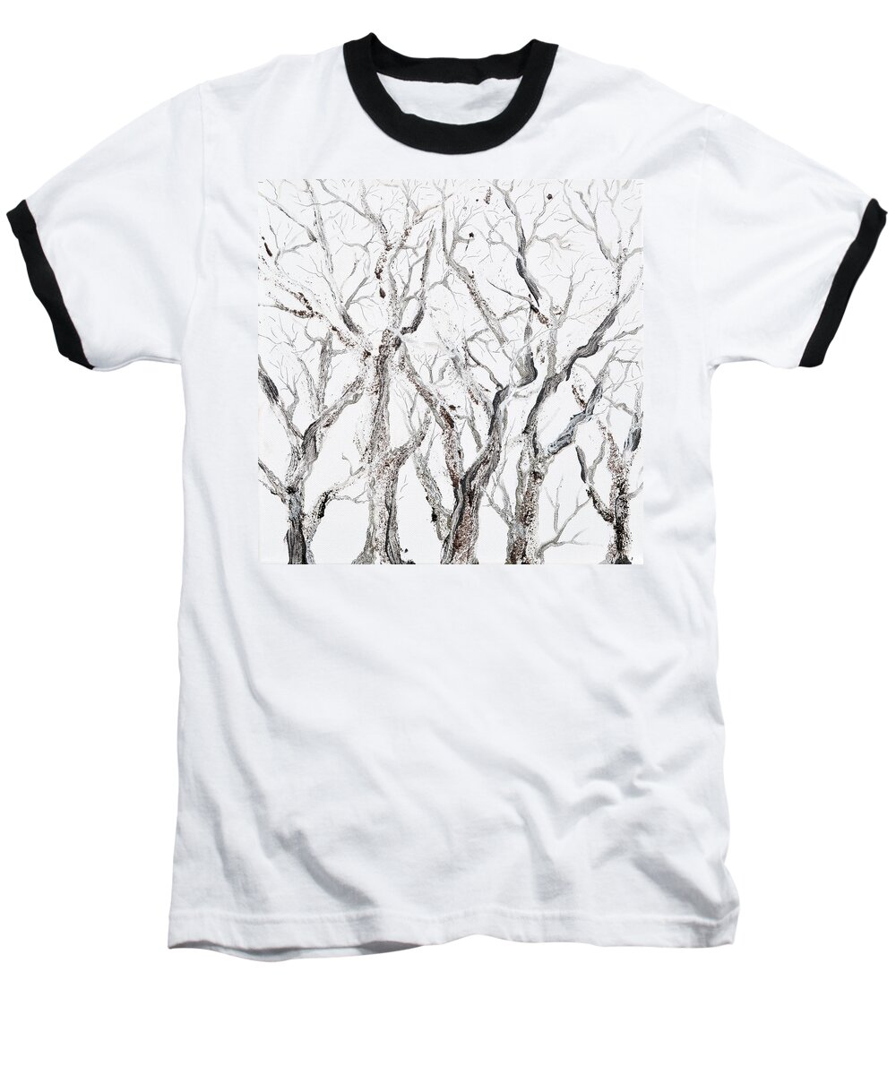 Trees Baseball T-Shirt featuring the painting Bare Branches by Regina Valluzzi
