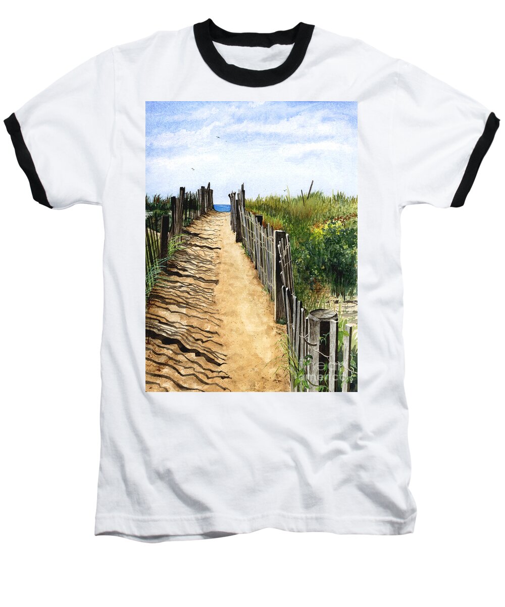 Water Color Paintings Baseball T-Shirt featuring the painting Beach Walk by Barbara Jewell