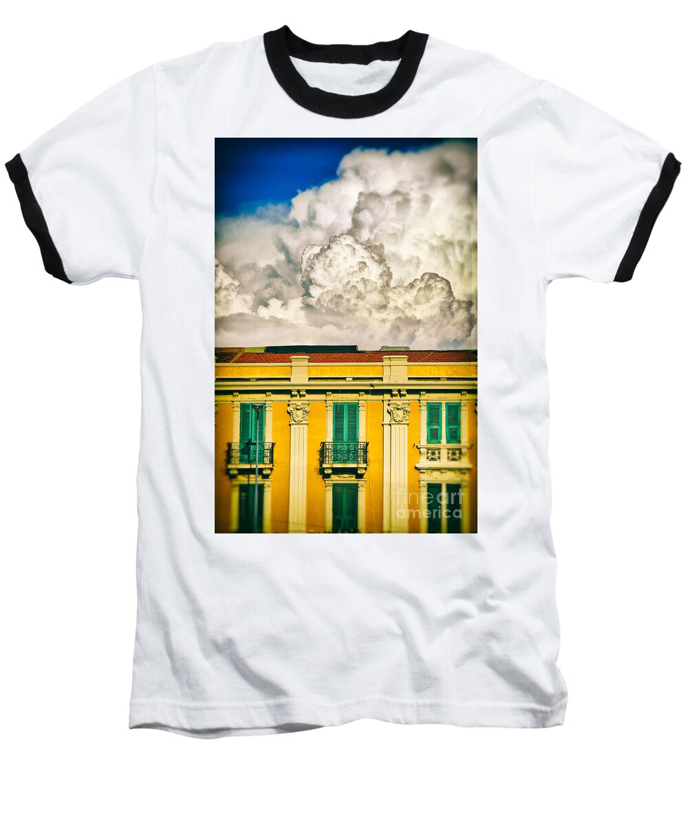 Architecture Baseball T-Shirt featuring the photograph Big cloud over city building by Silvia Ganora
