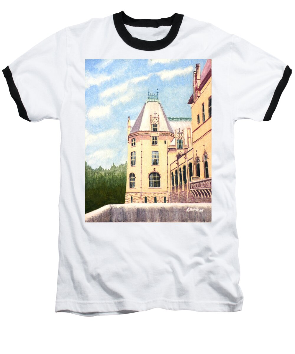Architecture Baseball T-Shirt featuring the painting Biltmore balcony by Stacy C Bottoms