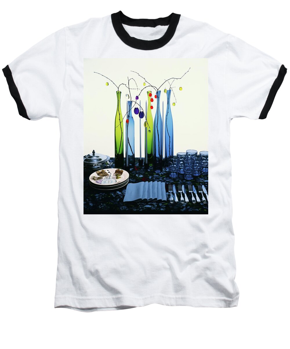 Dining Room Baseball T-Shirt featuring the photograph Blenko Glass Bottles by Rudy Muller
