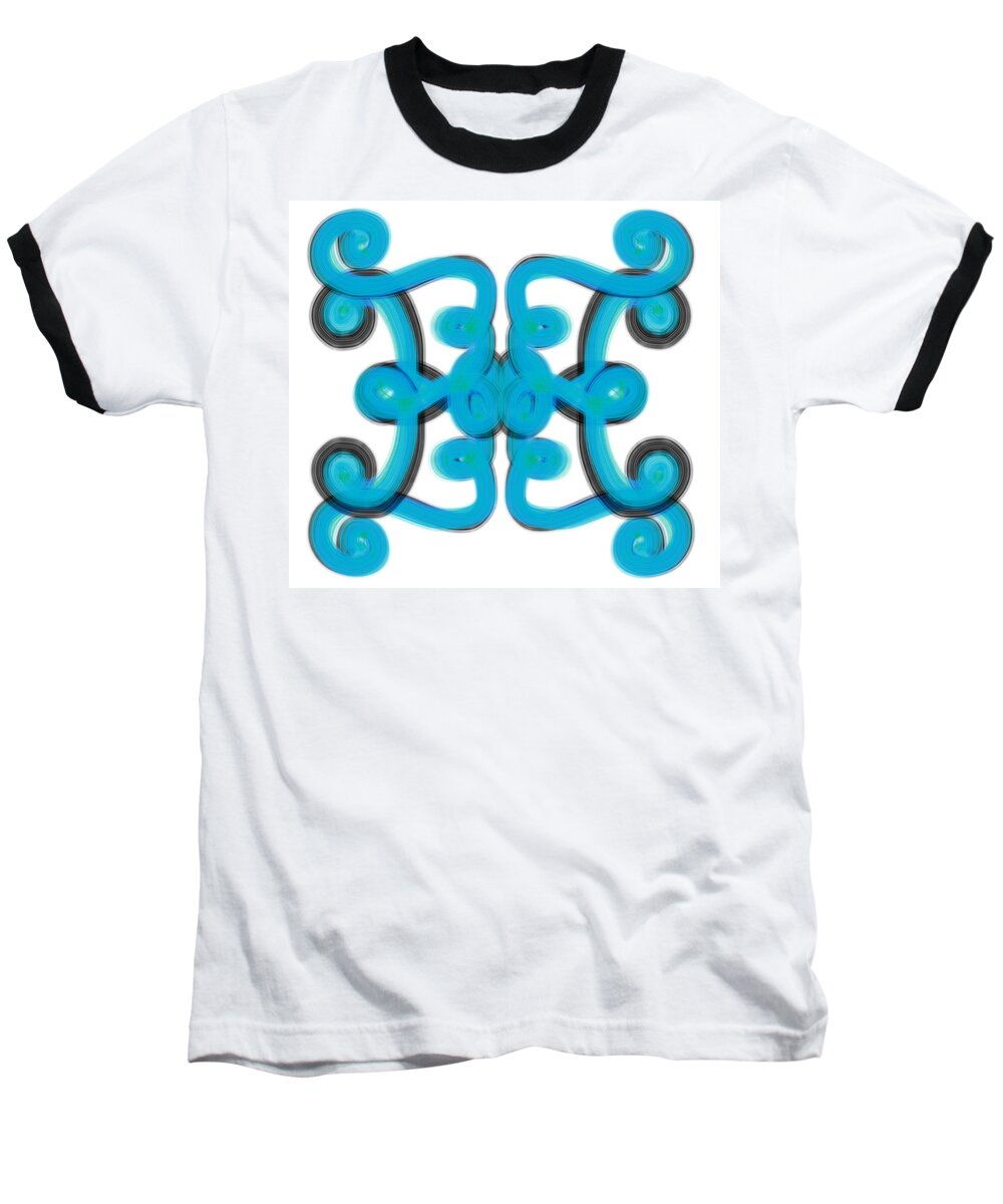 Blue Baseball T-Shirt featuring the digital art Blue Scroll Square by Christine Fournier