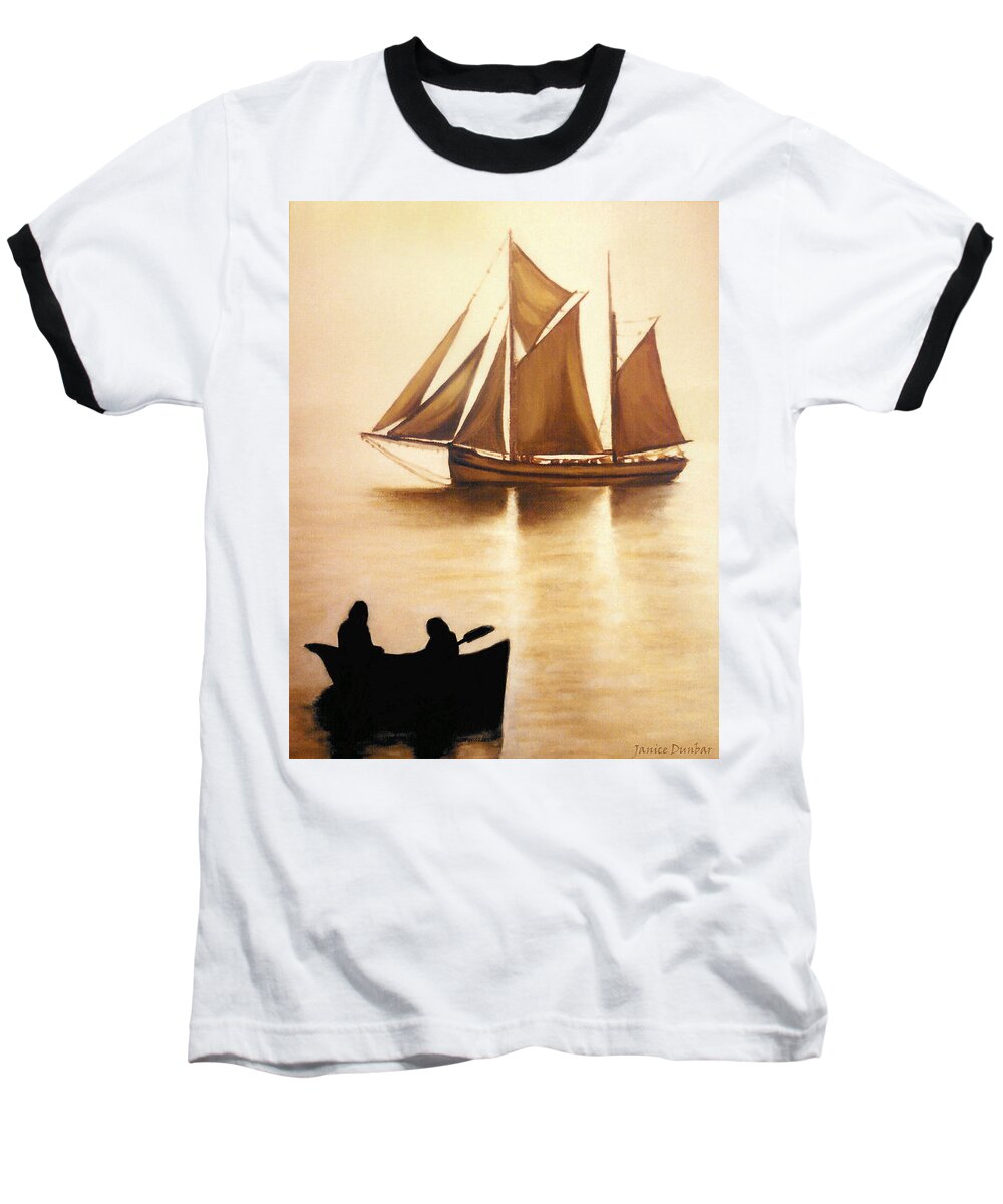 Painting Baseball T-Shirt featuring the painting Boats In Sun Light by Janice Dunbar