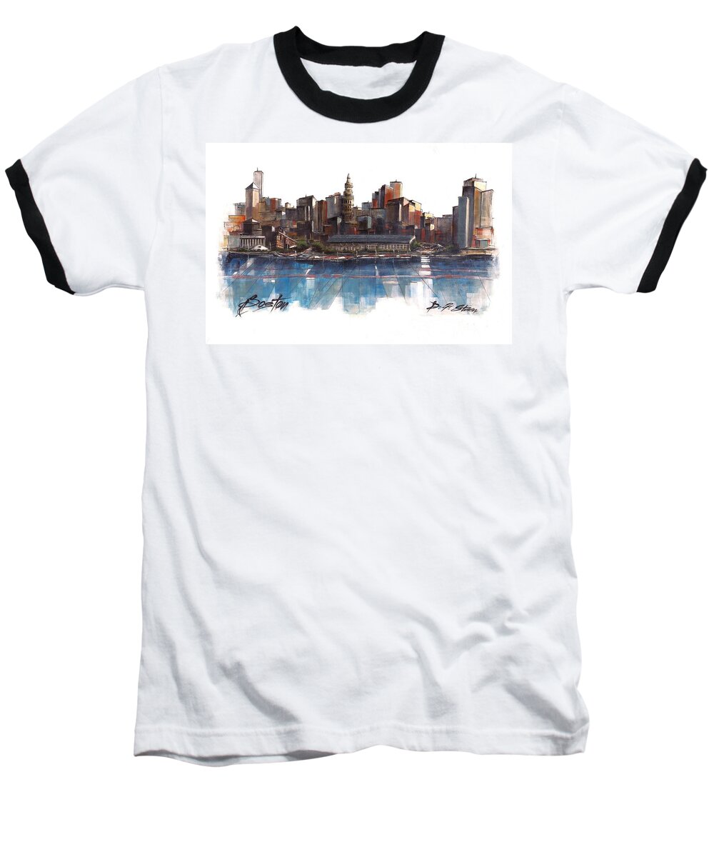 Fineartamerica.com Baseball T-Shirt featuring the painting Boston Skyline Number 3 by Diane Strain