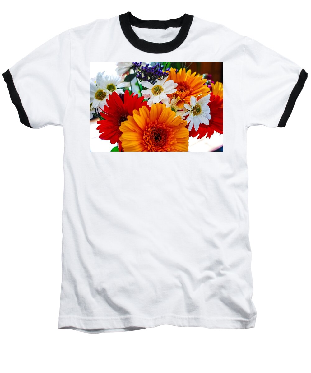 Mixed Flowers Baseball T-Shirt featuring the photograph Bright by Angela J Wright