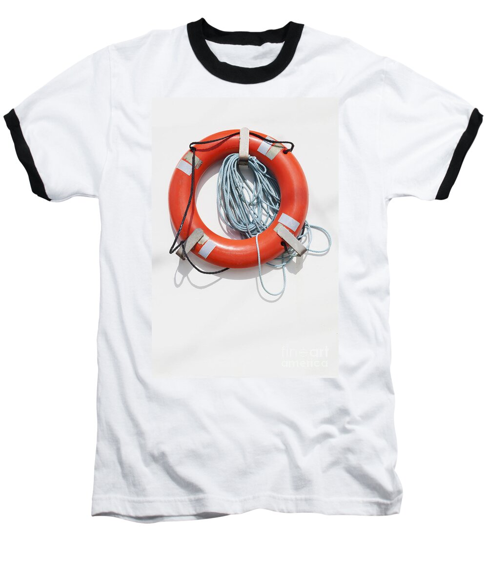 Charleston Marina Baseball T-Shirt featuring the photograph Bright Life Saving Ring by Bryan Mullennix