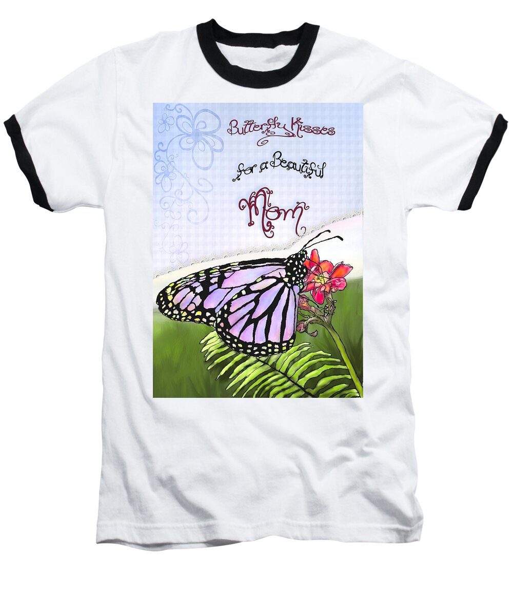 Mothers Day Cards Baseball T-Shirt featuring the painting Butterfly Kisses by Susan Kinney