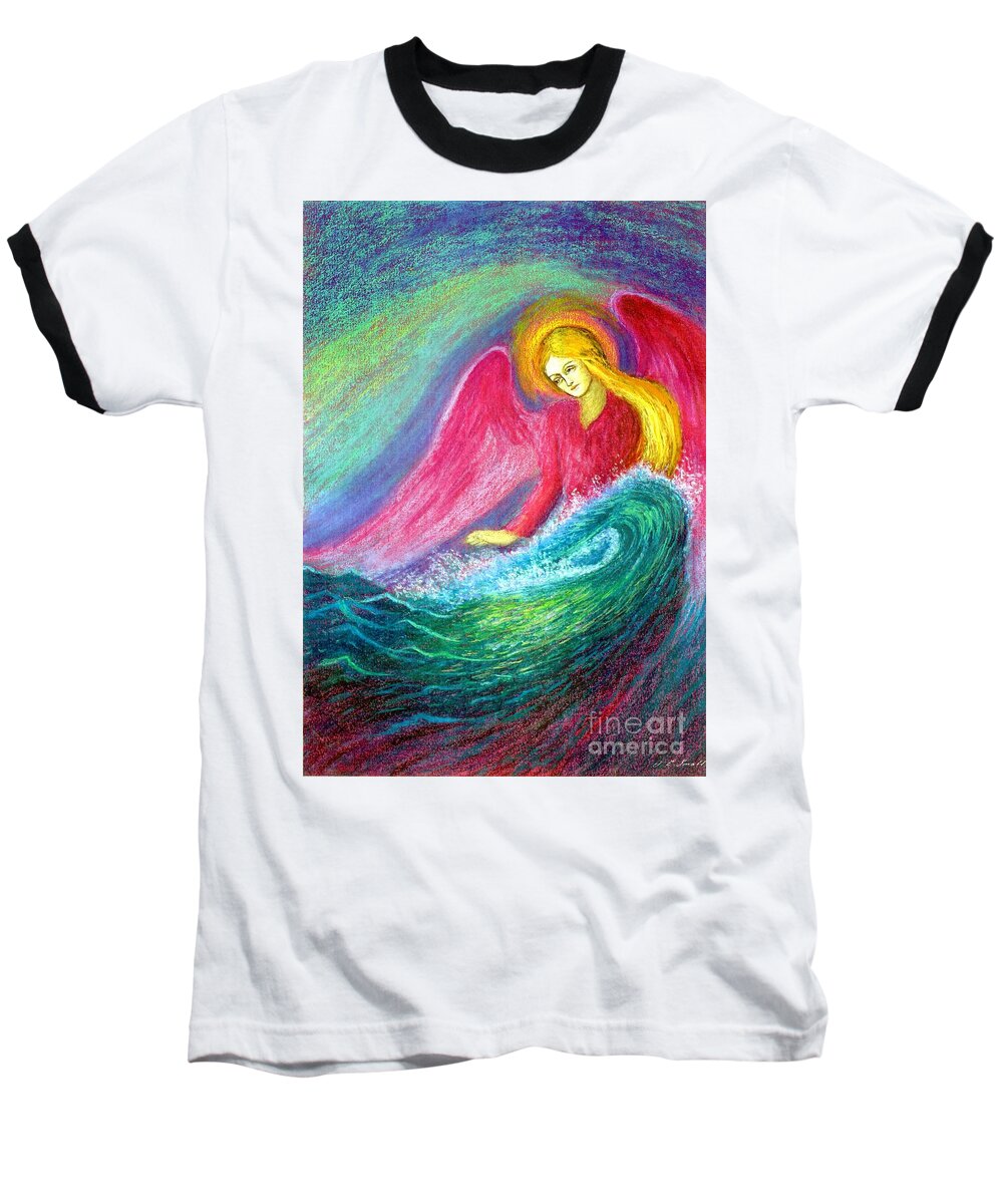 Spiritual Baseball T-Shirt featuring the painting Calming Angel by Jane Small