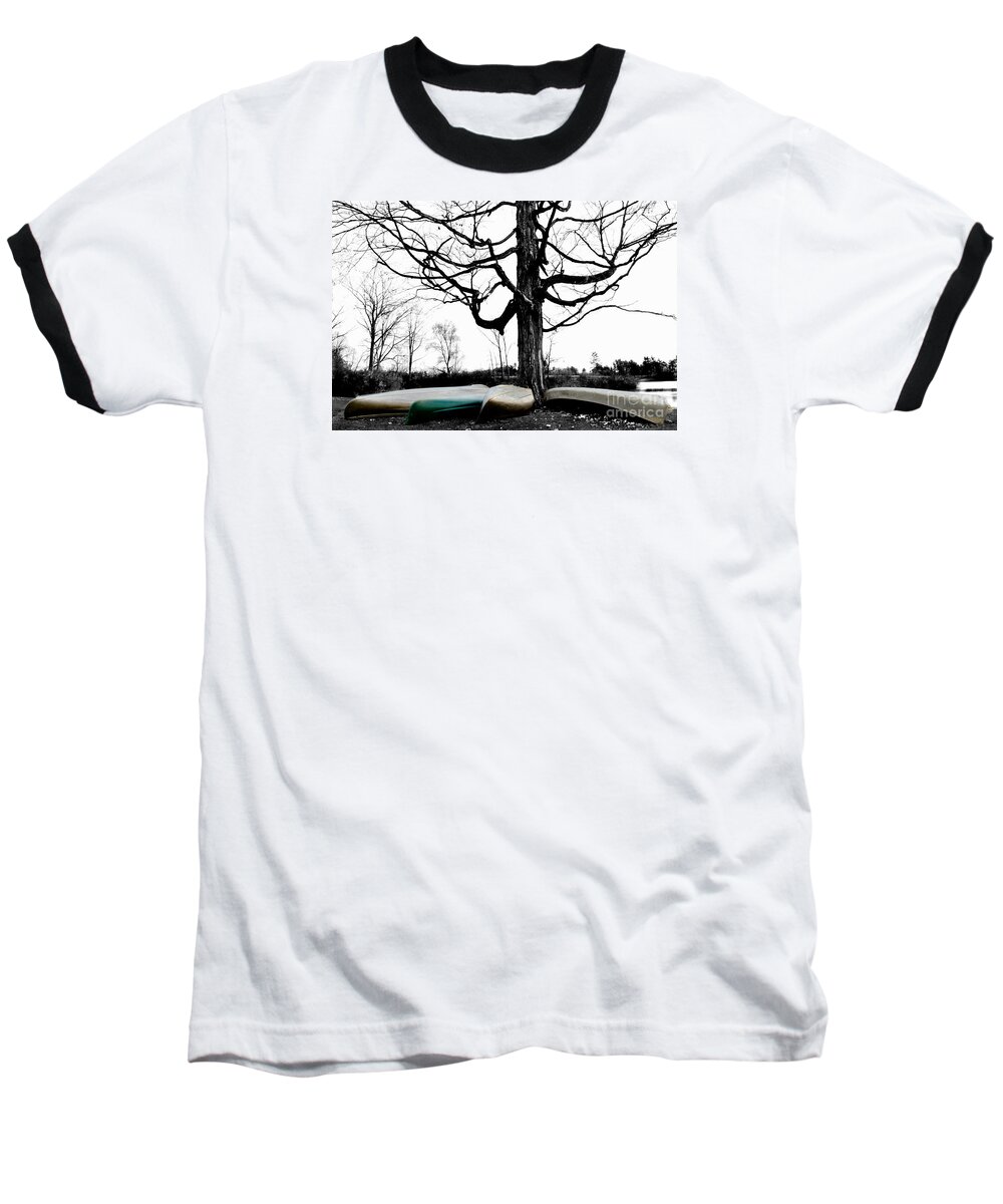 Boats Baseball T-Shirt featuring the photograph Canoes in Winter by Michael Arend