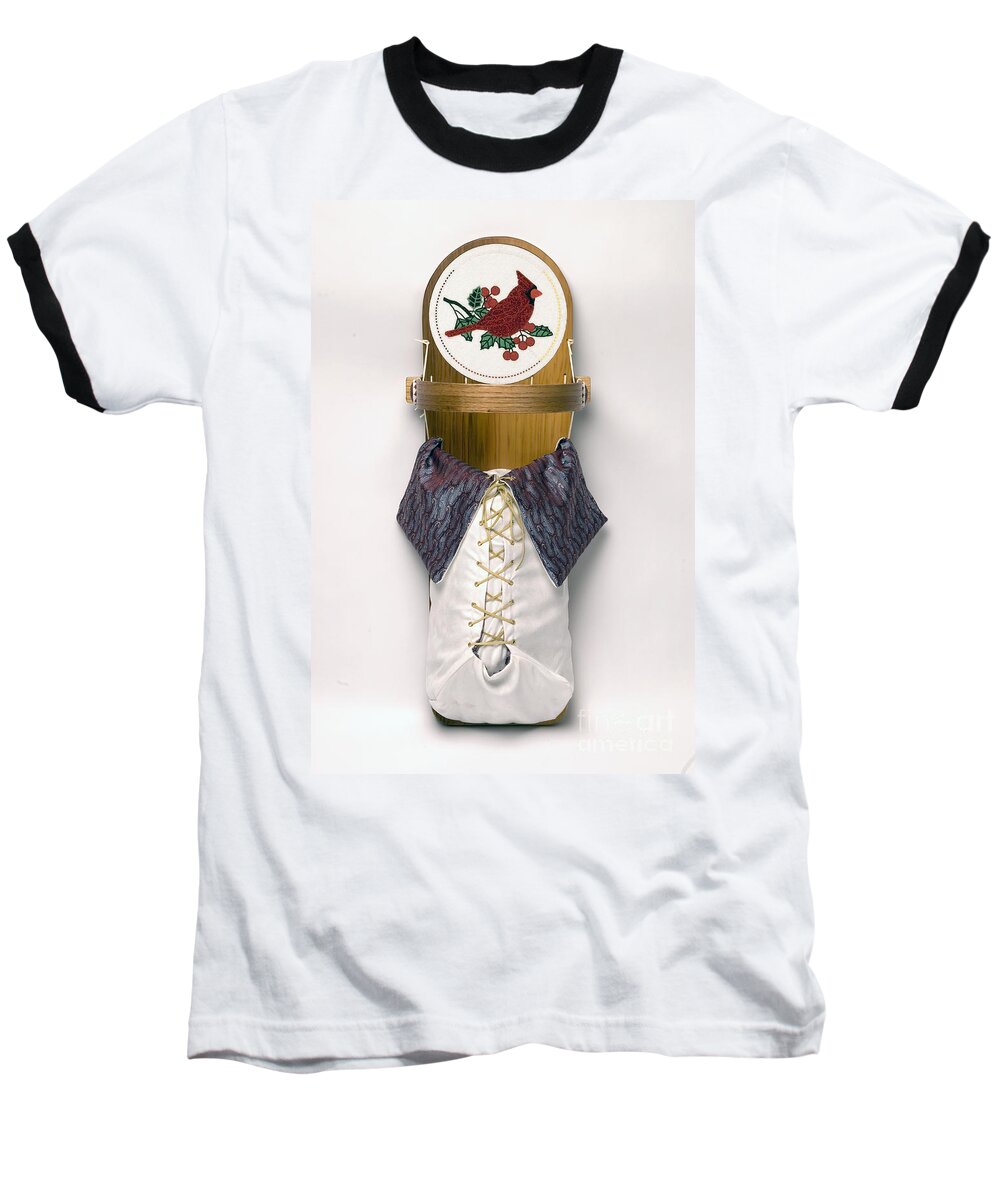 Cradleboard Baseball T-Shirt featuring the mixed media Cardinal Cradleboard by Douglas Limon