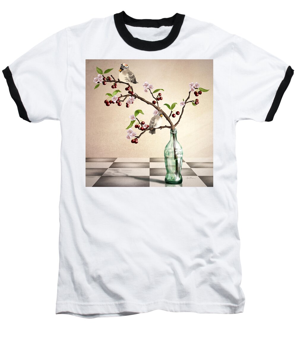 Cherry Coke Baseball T-Shirt featuring the digital art Cherry Coke by April Moen