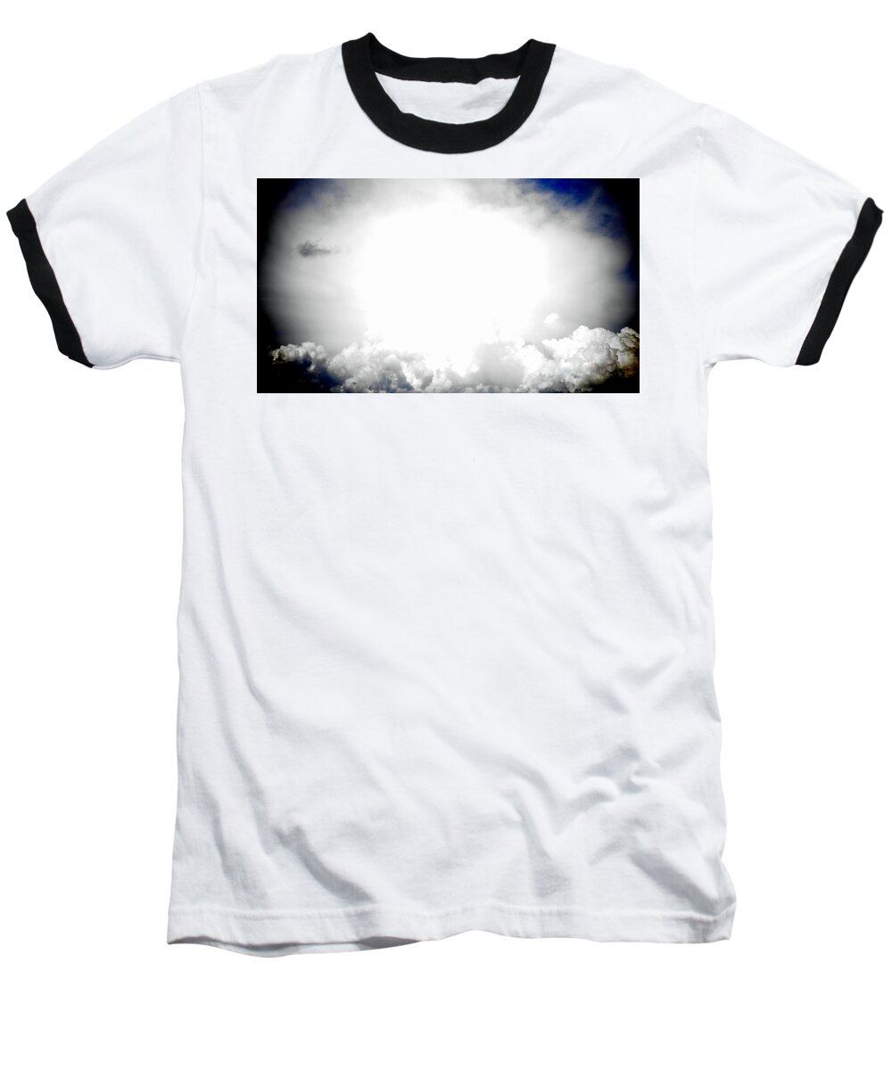 Skyscape Baseball T-Shirt featuring the photograph Cloudburst Sky Celestial Cloud Art XL resolution by Katy Hawk