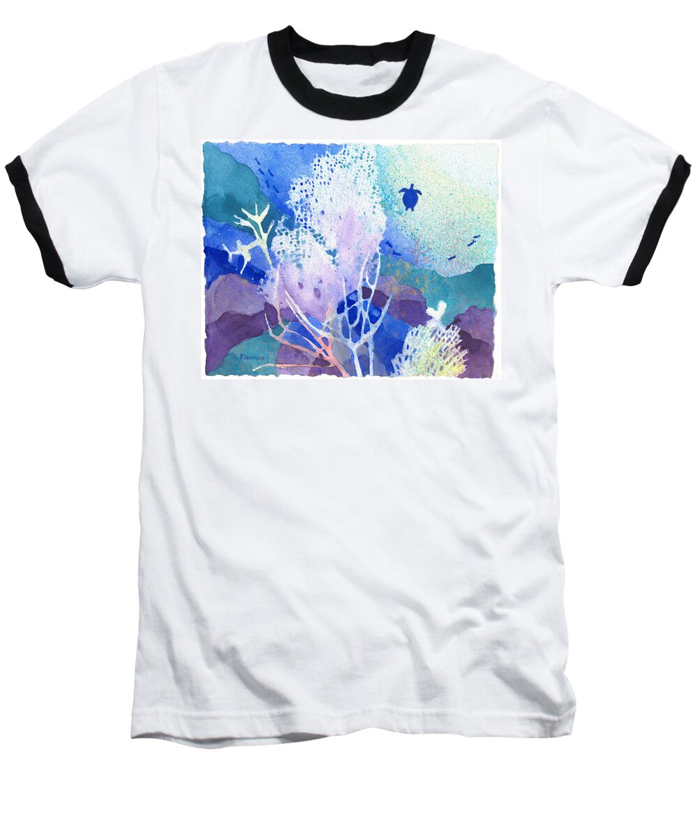 Coral Reefs Baseball T-Shirt featuring the painting Coral Reef Dreams 5 by Pauline Walsh Jacobson
