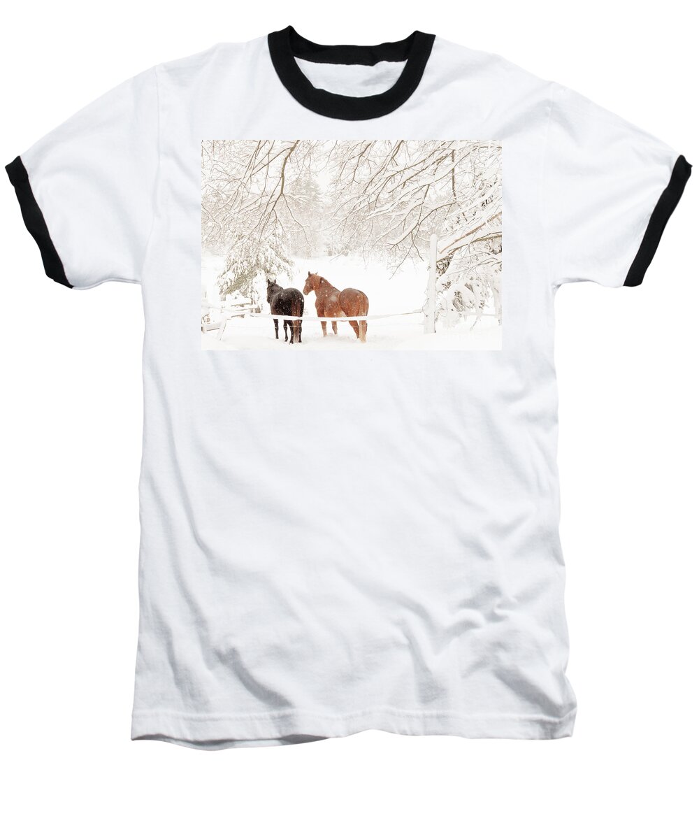 Landscapes Baseball T-Shirt featuring the photograph Country Snow by Cheryl Baxter