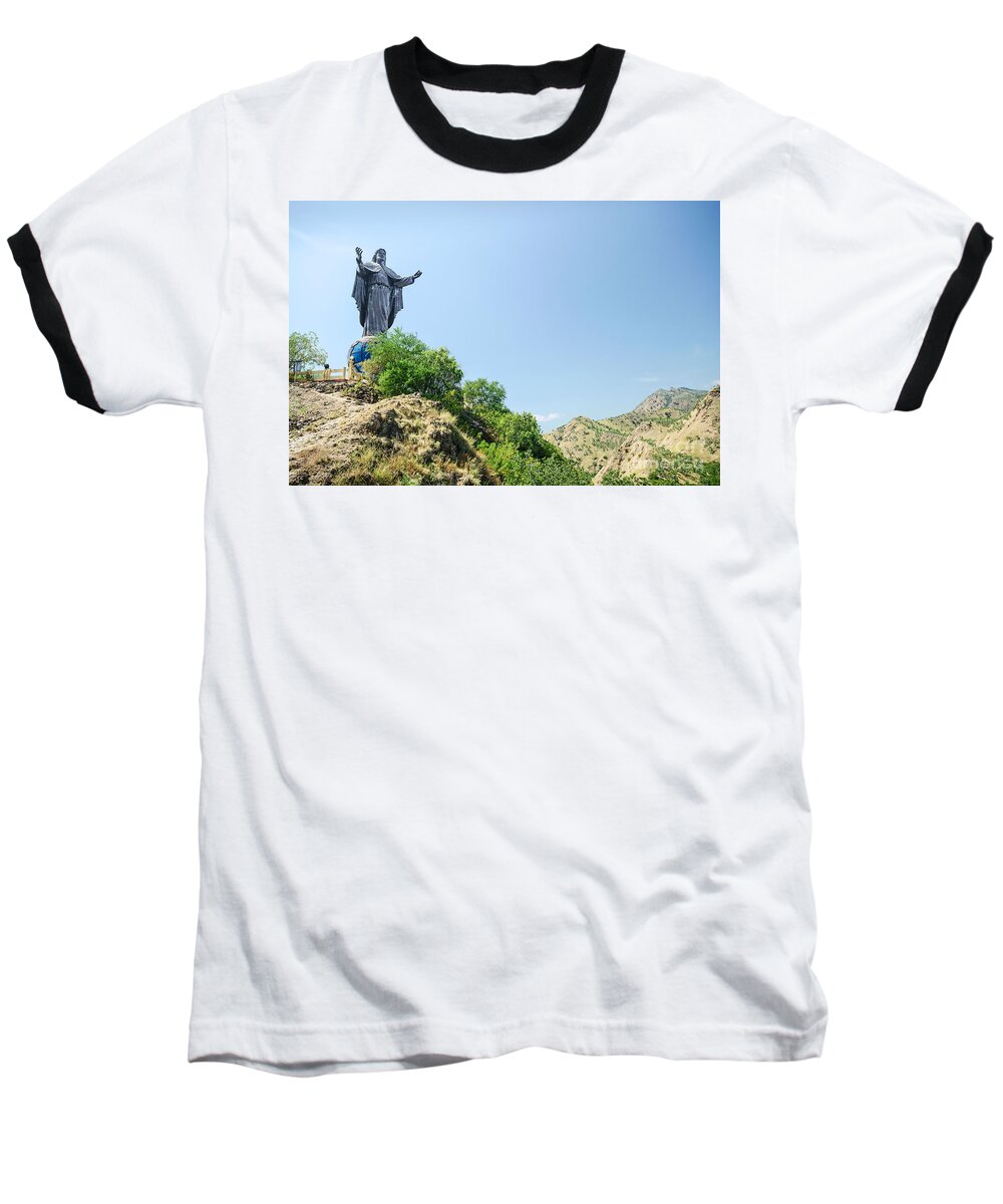 Cristo Baseball T-Shirt featuring the photograph Cristo Rei Statue Near Dili East Timor Timor Leste by JM Travel Photography