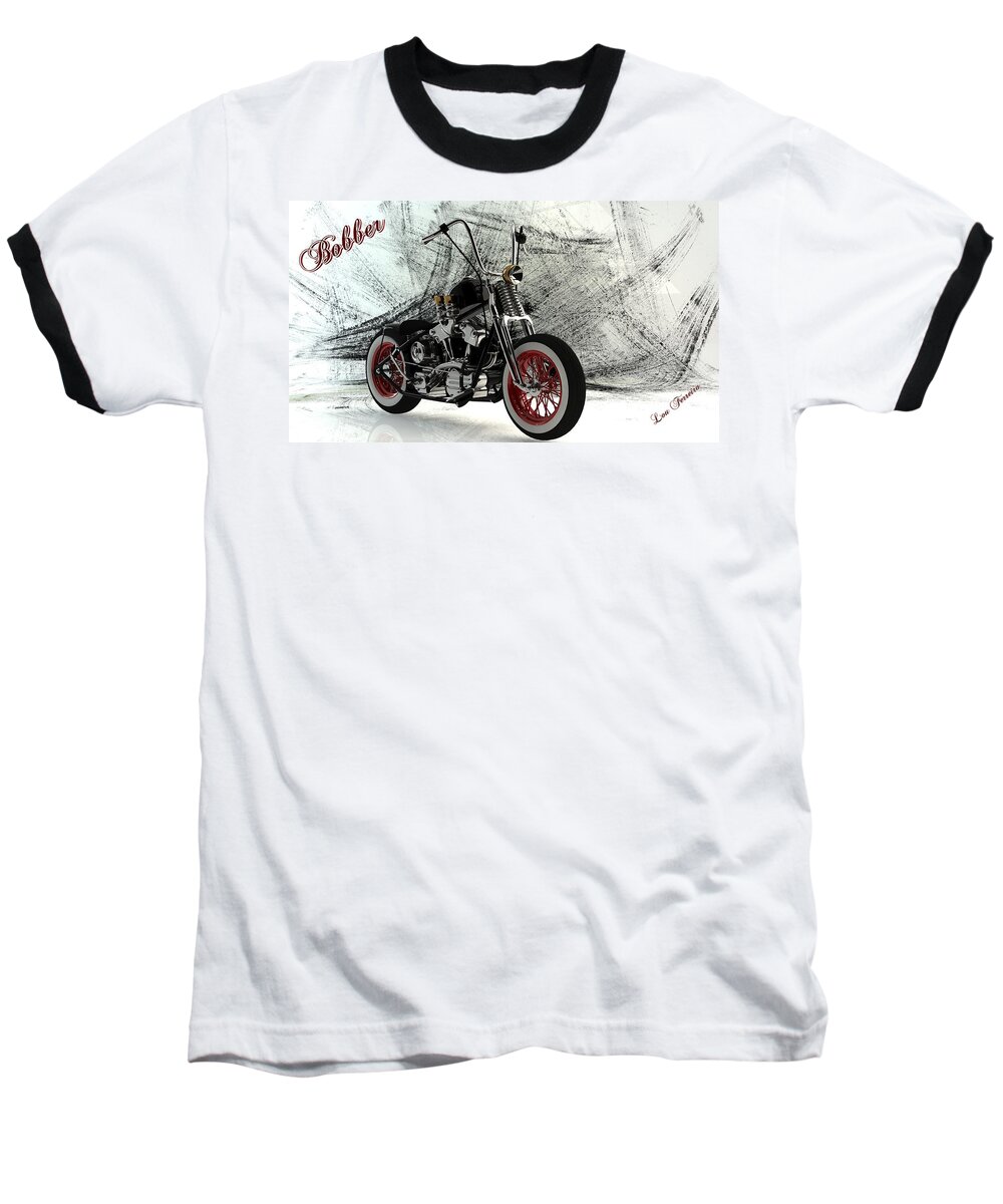 Motorcycles Art Baseball T-Shirt featuring the digital art Custom Bobber by Louis Ferreira