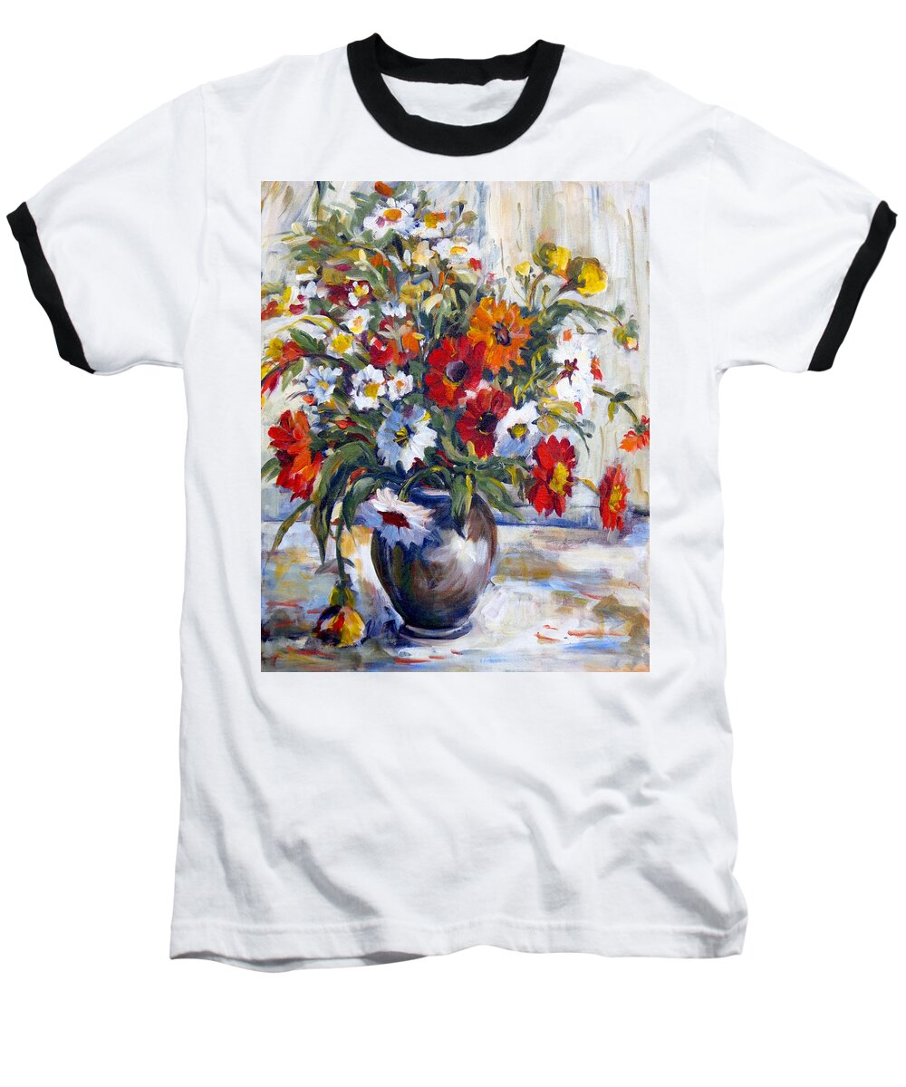 Daisies Baseball T-Shirt featuring the painting Daisies by Ingrid Dohm