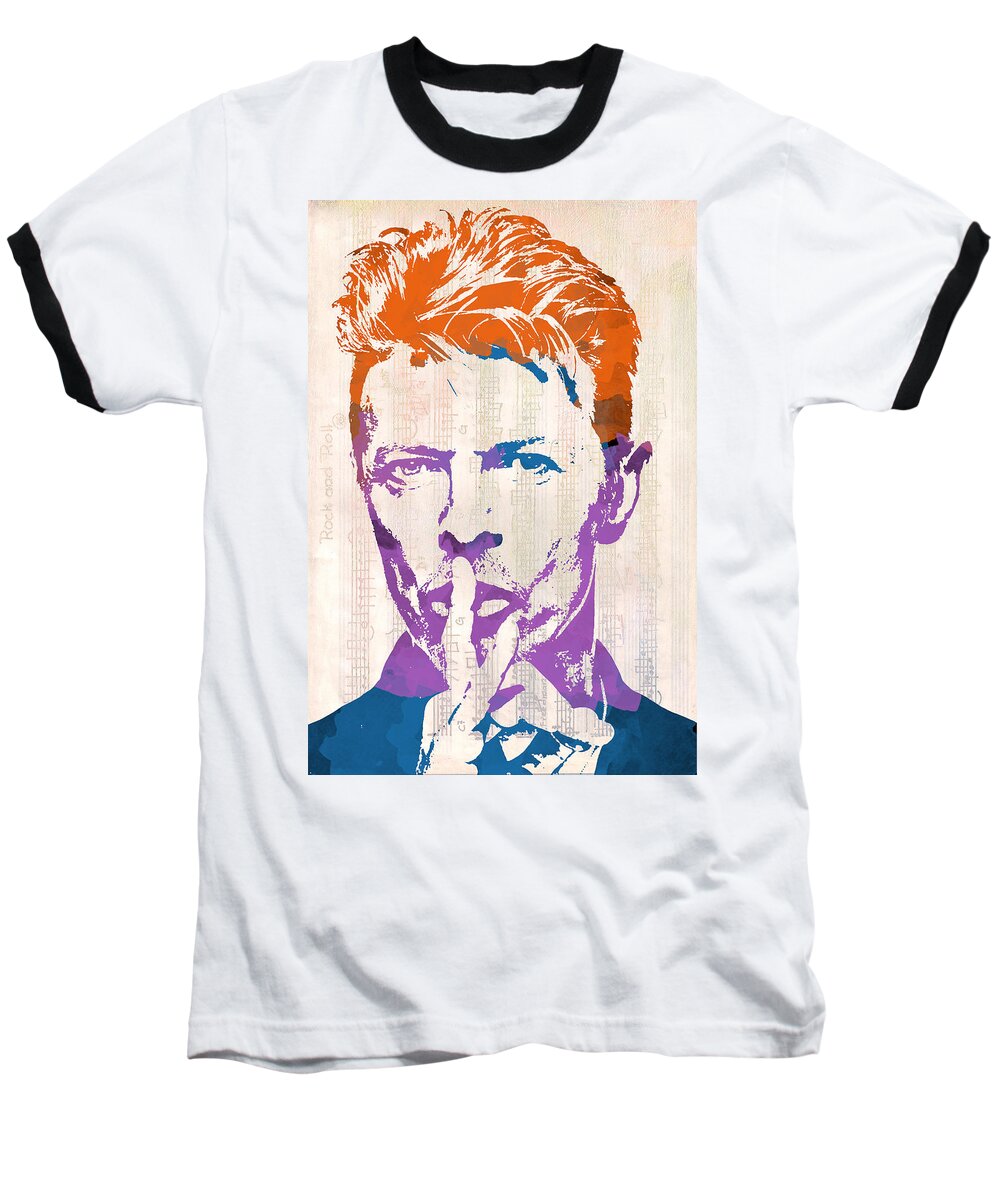 Wright Fine Art Baseball T-Shirt featuring the digital art David Bowie by Paulette B Wright