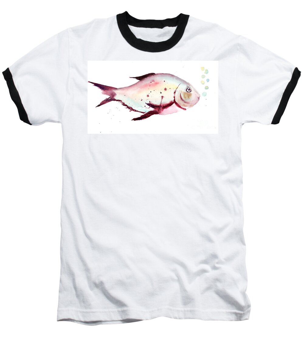 Animal Baseball T-Shirt featuring the painting Decorative fish by Regina Jershova