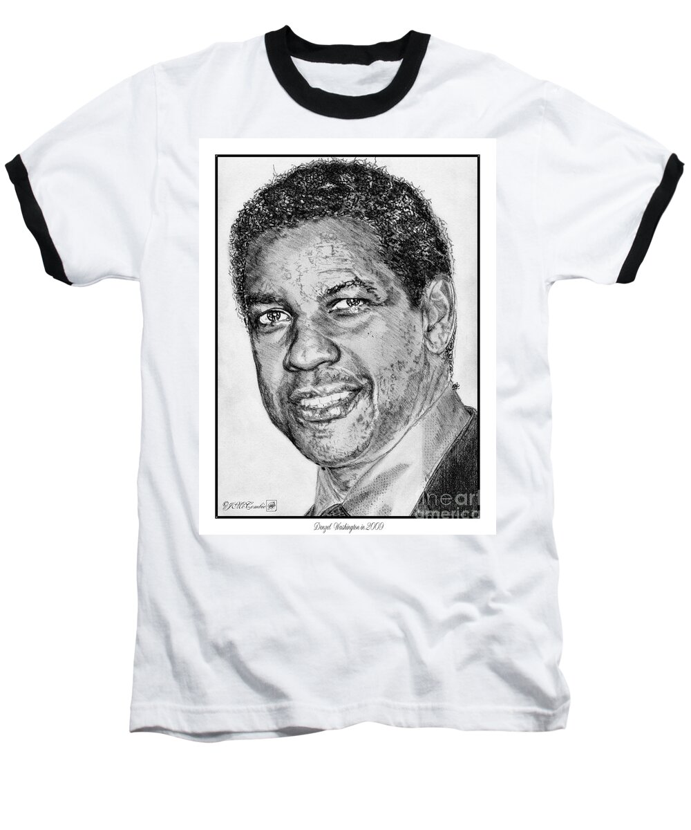 Mccombie Baseball T-Shirt featuring the drawing Denzel Washington in 2009 by J McCombie