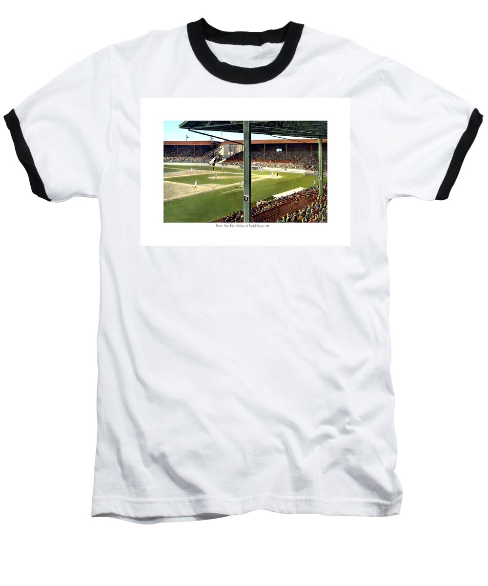 Navin Baseball T-Shirt featuring the digital art Detroit - Navin Field - Detroit Tigers - Michigan and Trumbull Avenues - 1914 by John Madison