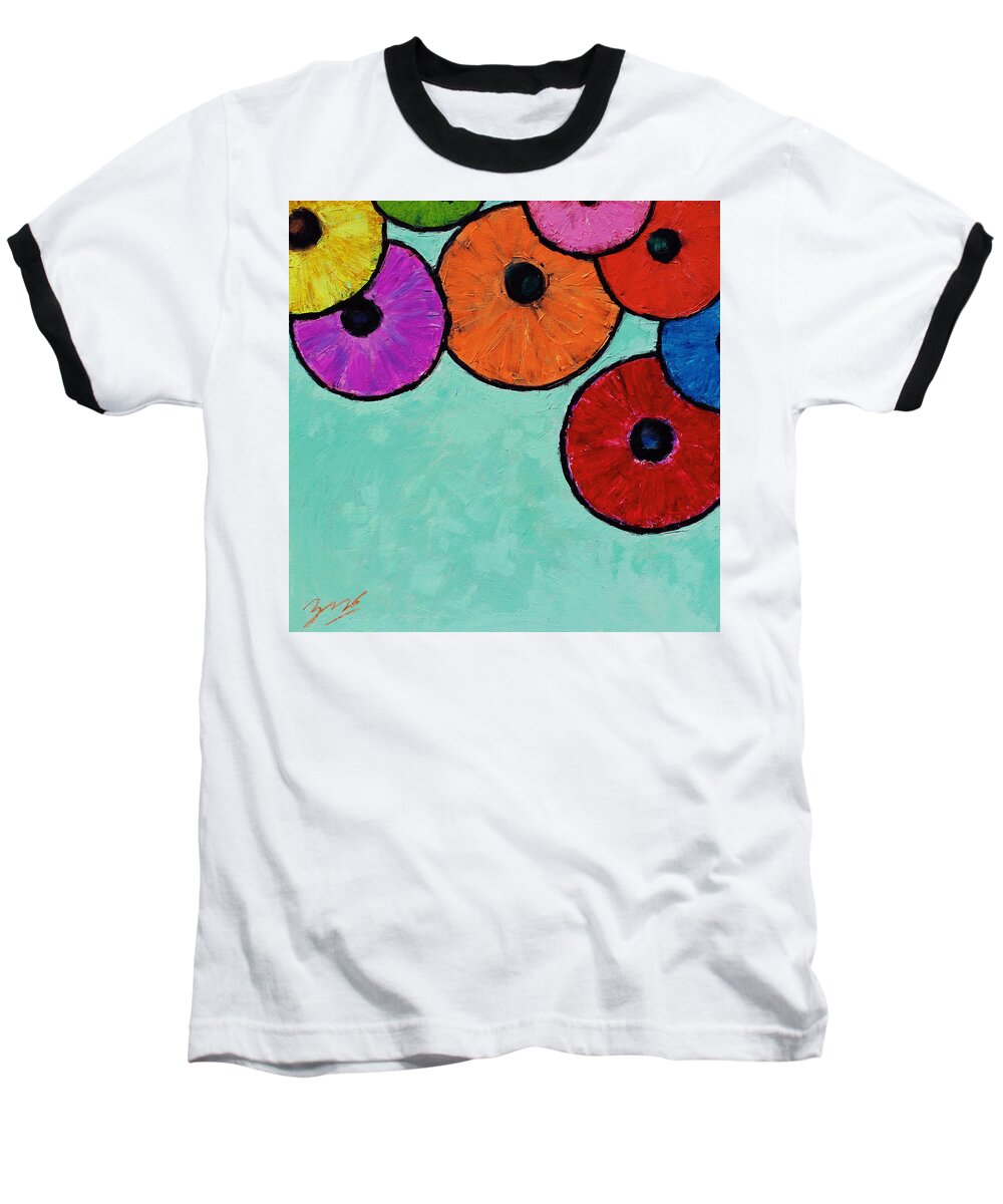 Abstract Baseball T-Shirt featuring the painting Dreaming Beneath Umbrellas by Xueling Zou