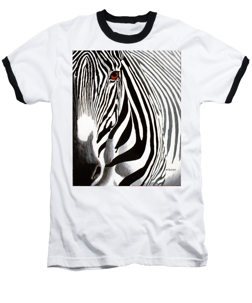 Africa Baseball T-Shirt featuring the painting Eye of the Zebra by Mike Robles