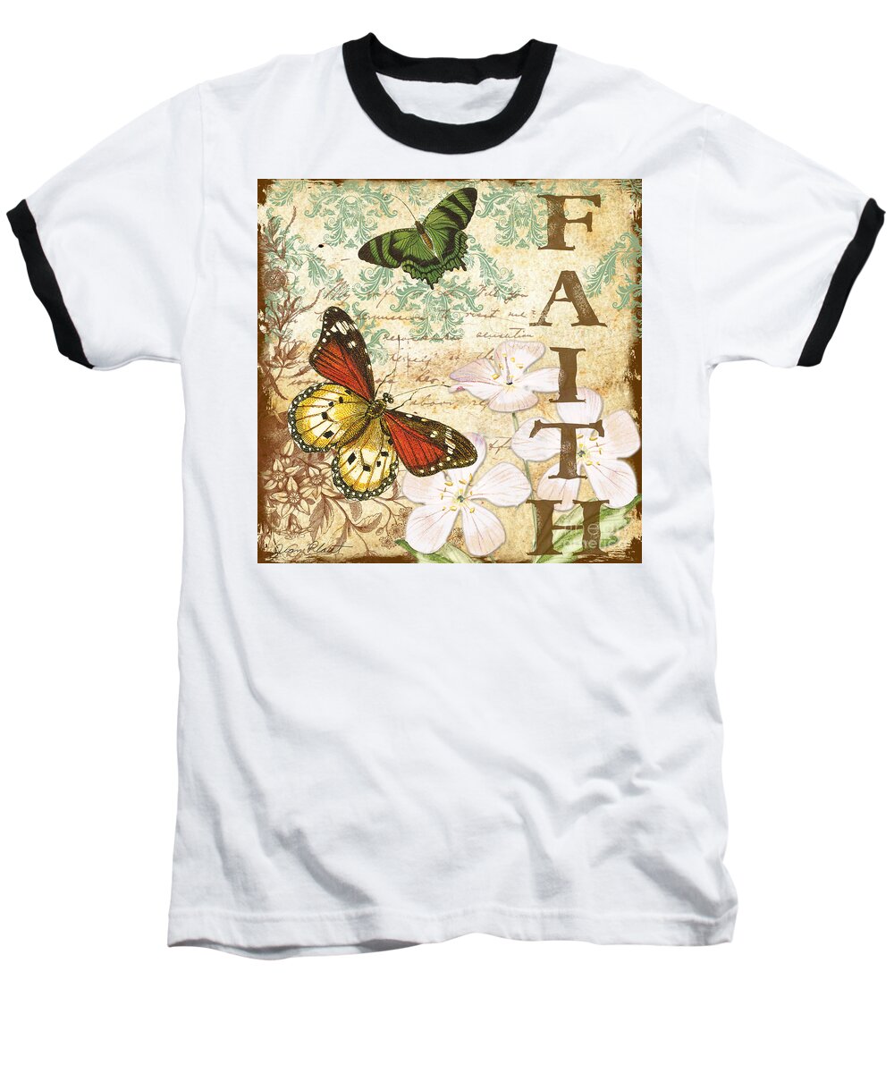 Digital Art Baseball T-Shirt featuring the digital art Faith and Butterflies by Jean Plout