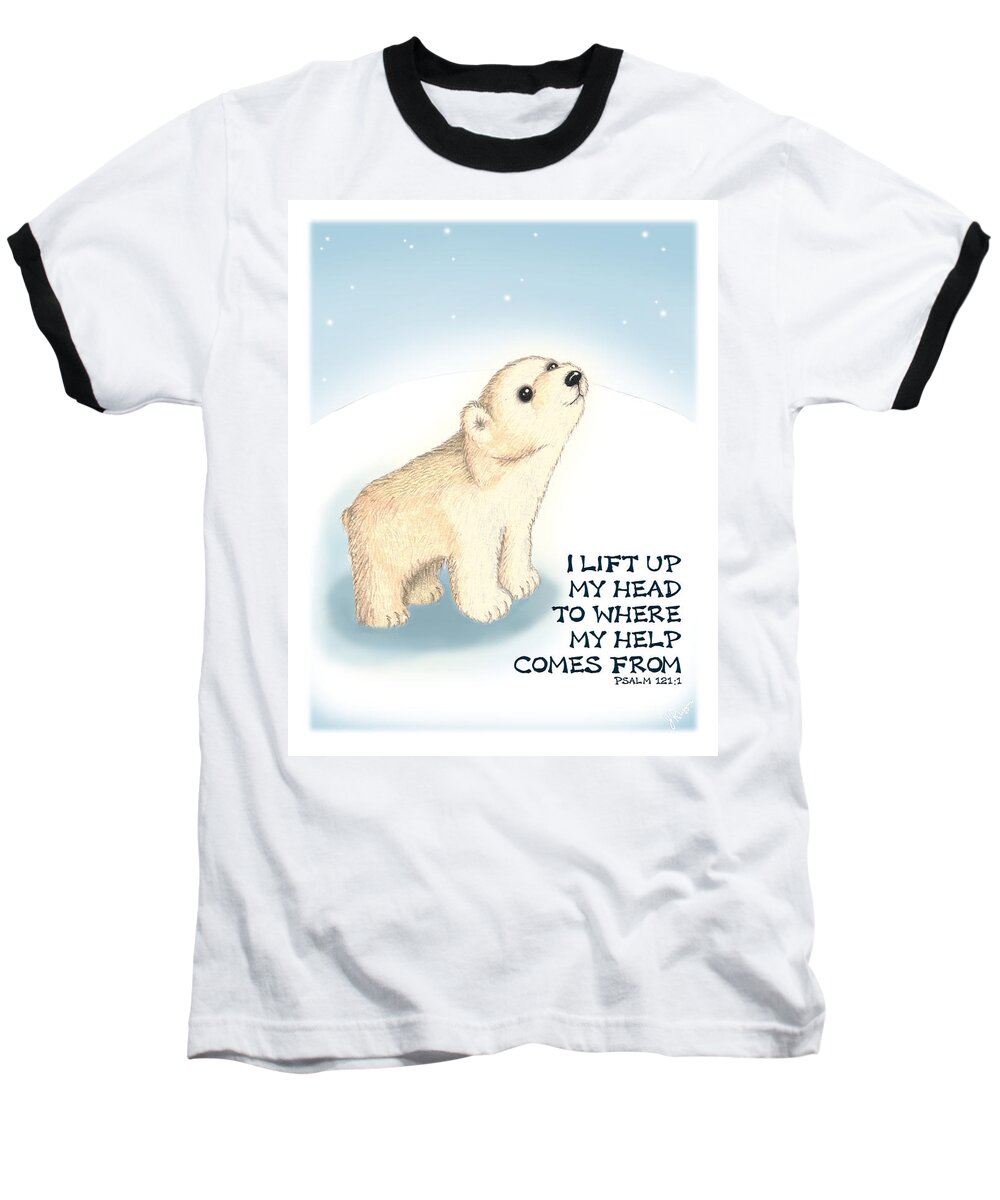 Polar Bear Baseball T-Shirt featuring the digital art Faith by Jerry Ruffin
