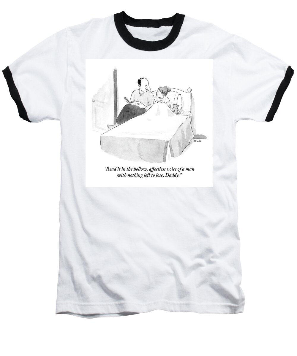 Bedtime Story Baseball T-Shirt featuring the drawing Father Reads His Daughter A Bedtime Story by Emily Flake