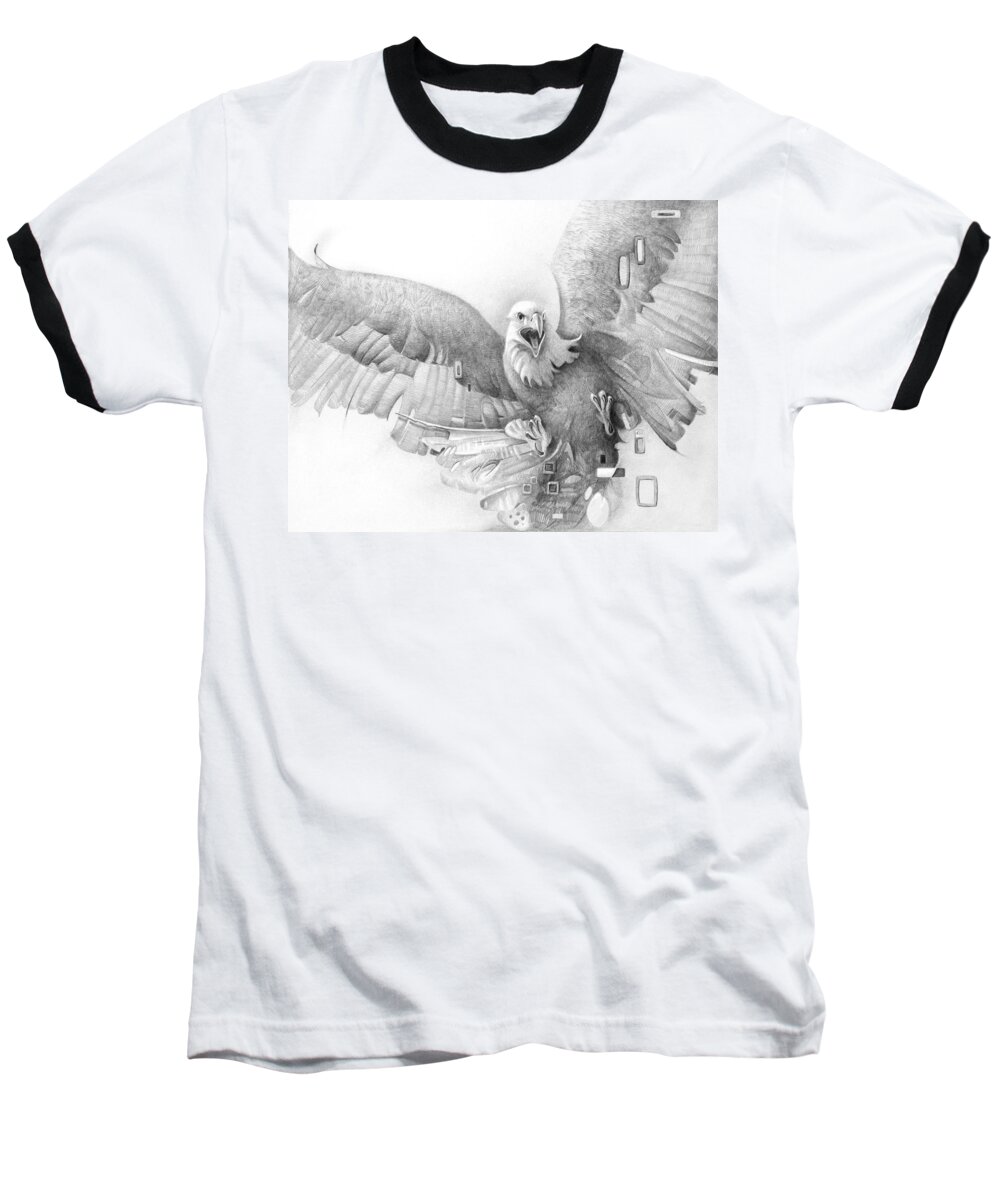Pencil Baseball T-Shirt featuring the drawing Fighting Eagle by T S Carson