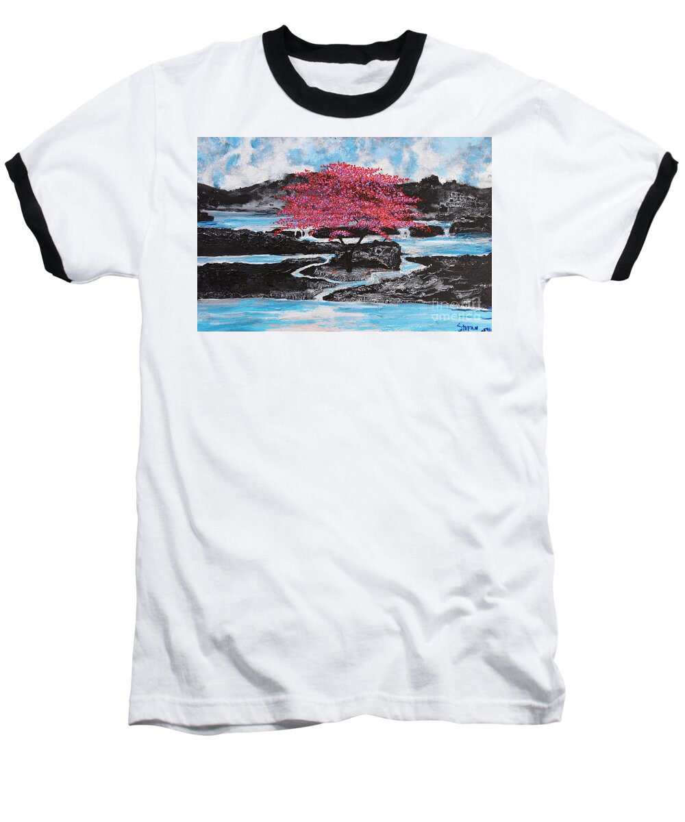 Lake Baseball T-Shirt featuring the painting Finding Beauty In Solitude by Stefan Duncan