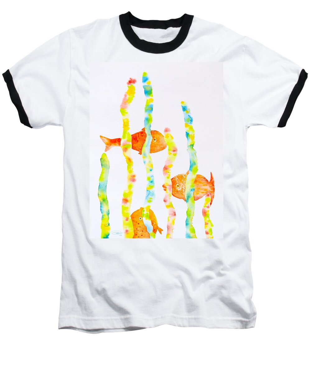 Fish Baseball T-Shirt featuring the painting Fish Fun by Michele Myers