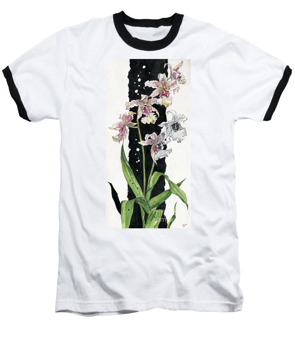 Art Baseball T-Shirt featuring the painting Flower ORCHID 06 Elena Yakubovich by Elena Daniel Yakubovich