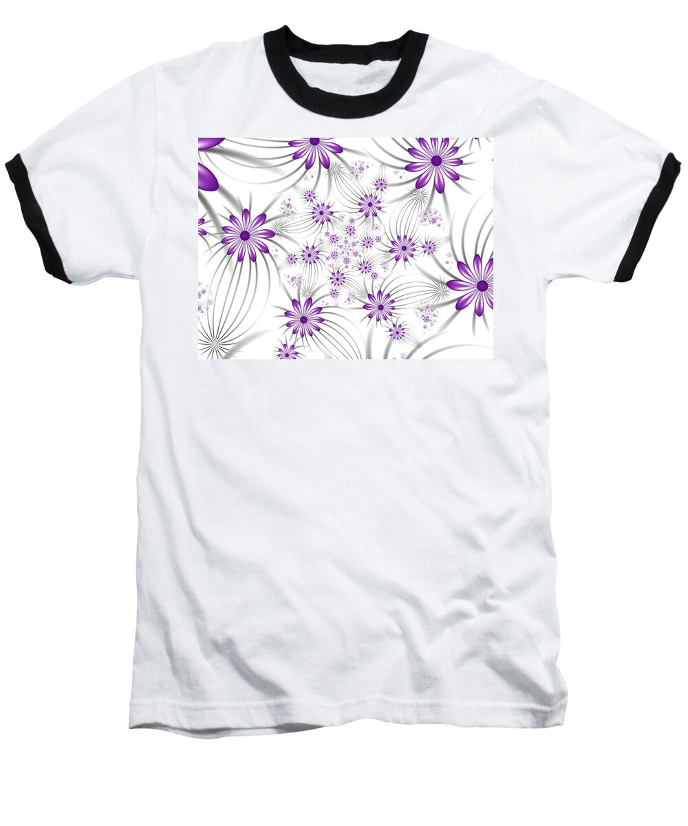 Digital Art Baseball T-Shirt featuring the digital art Fractal Purple Flowers by Gabiw Art