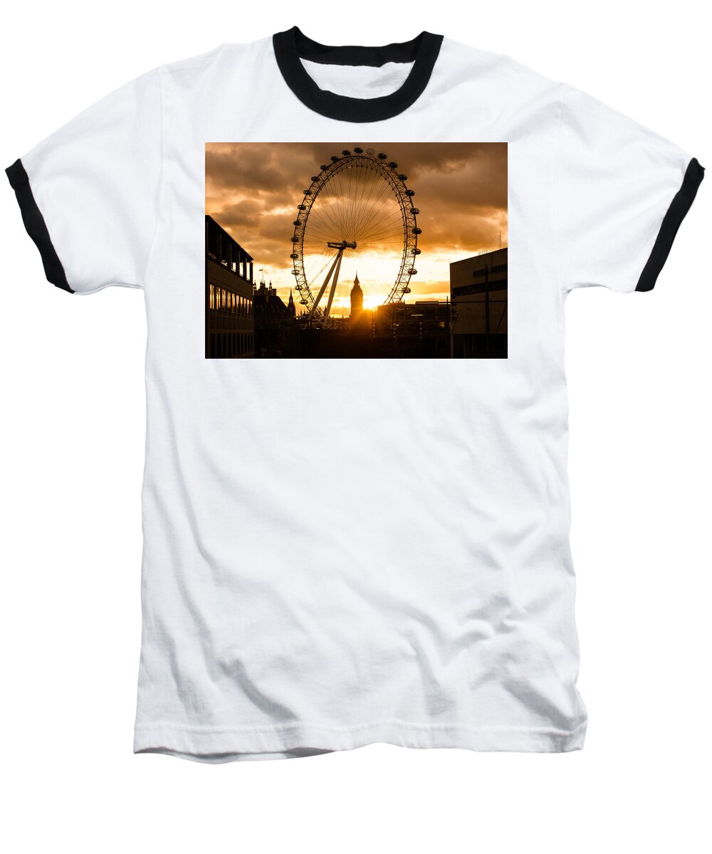 London Baseball T-Shirt featuring the photograph Framing a London Sunset by Georgia Mizuleva