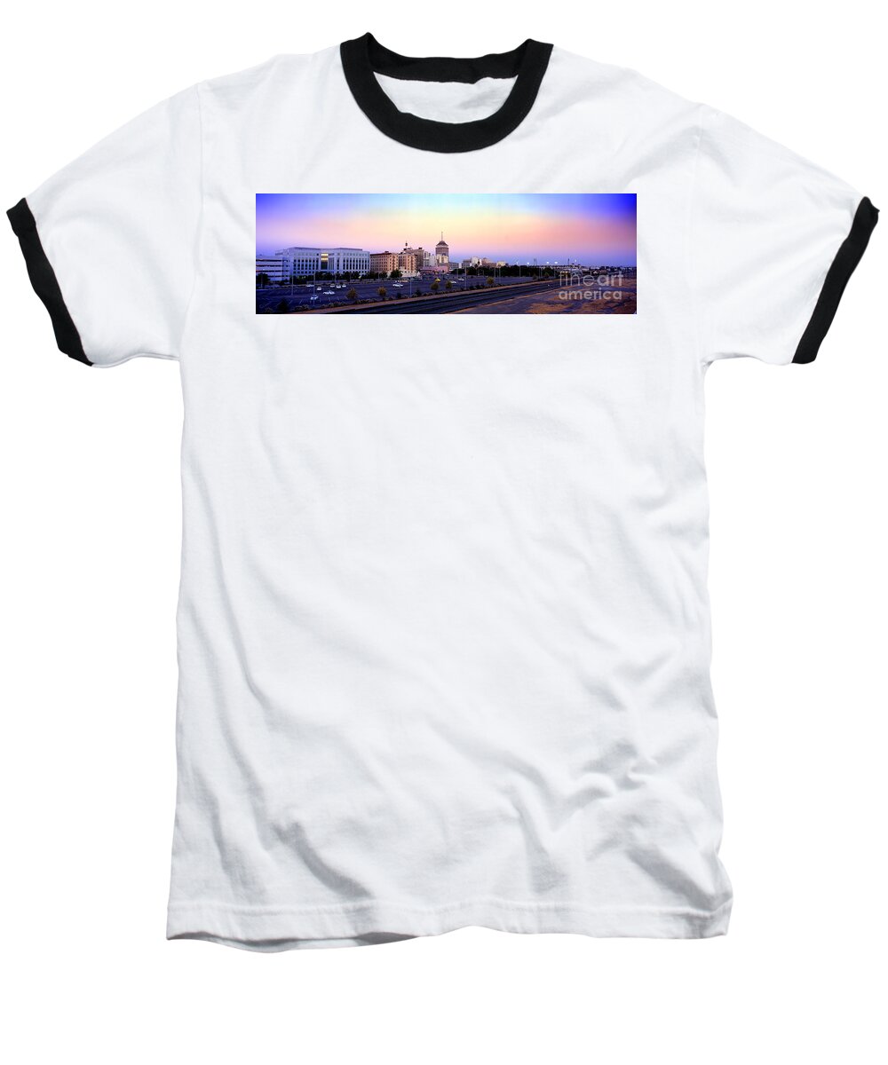Fresno Skyline Baseball T-Shirt featuring the photograph Fresno Skyline into the Evening by Wernher Krutein
