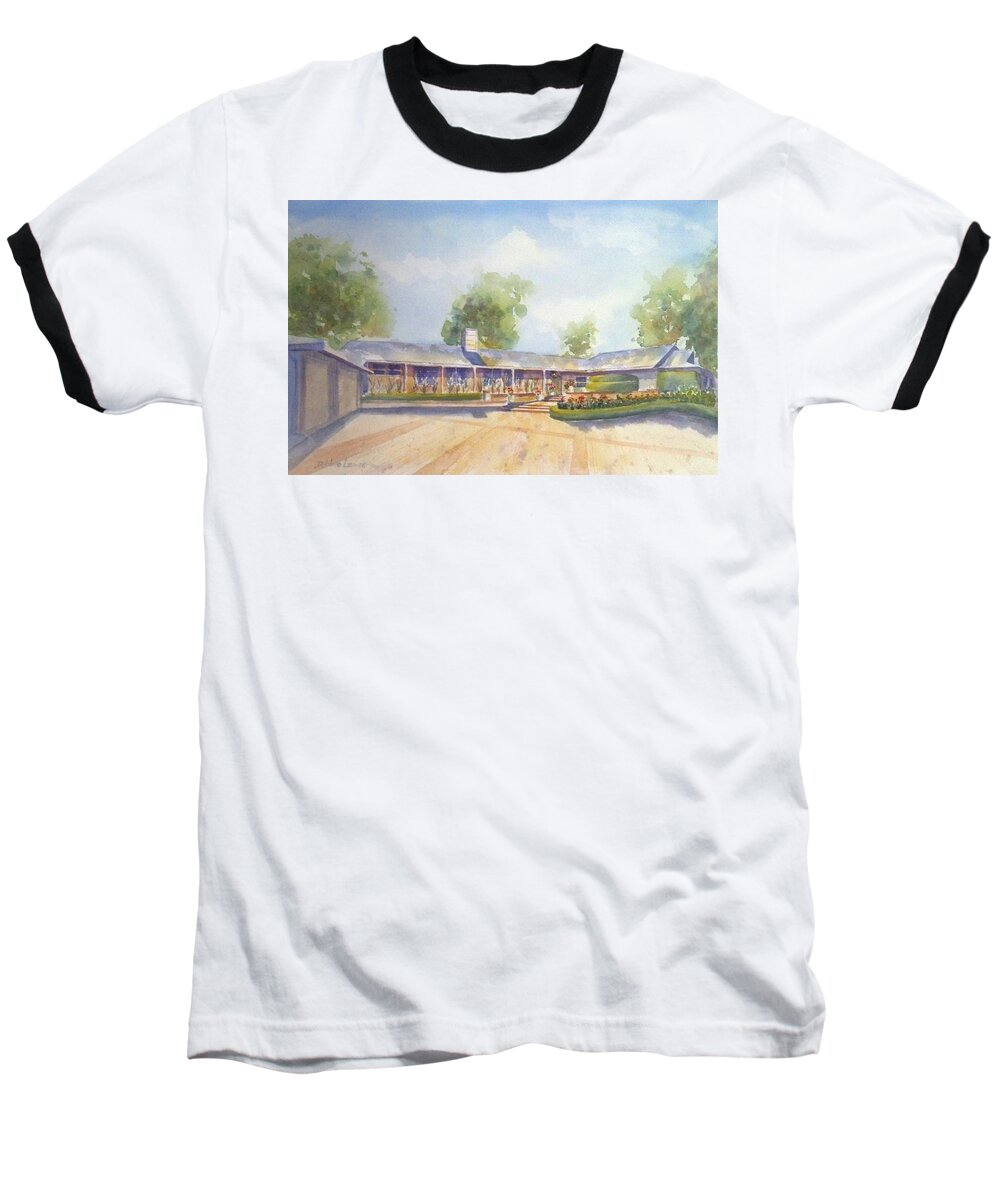 Watercolor House Portrait Baseball T-Shirt featuring the painting Front of Home by Debbie Lewis