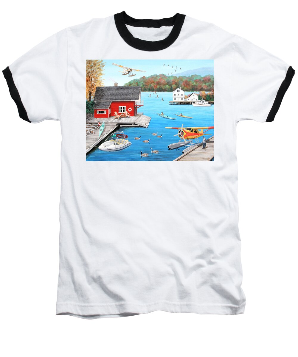 Naive Baseball T-Shirt featuring the painting Galloping Goose Lake by Wilfrido Limvalencia