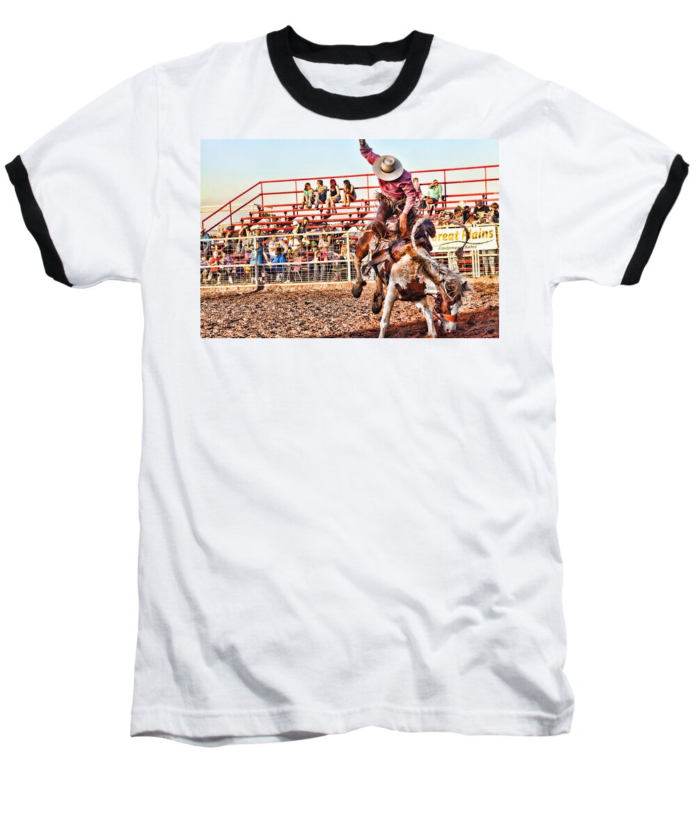 Rodeo Baseball T-Shirt featuring the photograph Get Off My Back by Toni Hopper