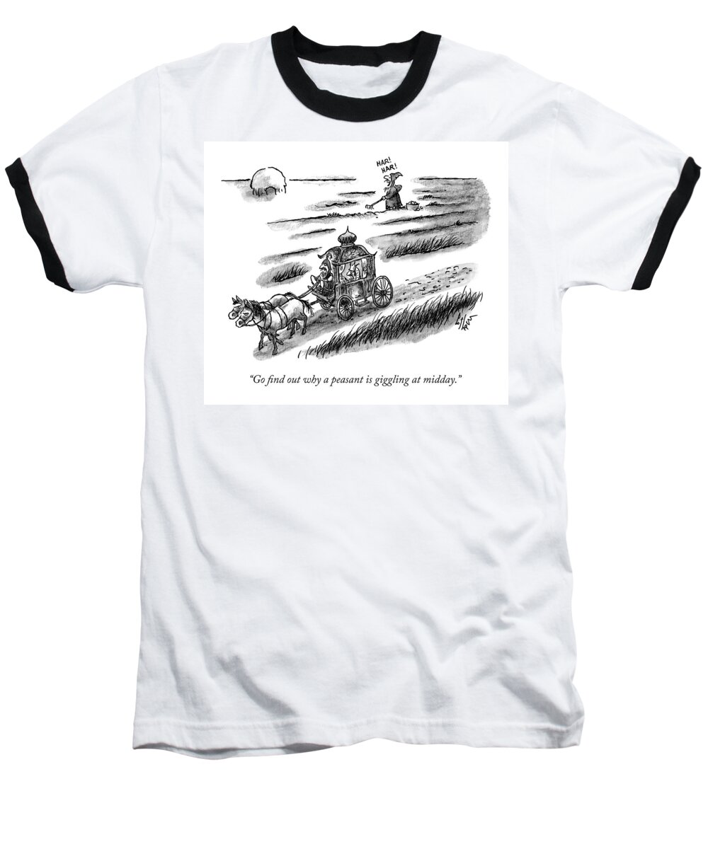 Peasant Baseball T-Shirt featuring the drawing Go Find Out Why A Peasant Is Giggling At Midday by Frank Cotham