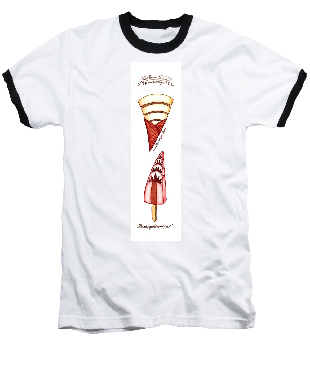 Good Humor Landmarks Baseball T-Shirt featuring the drawing Good Humor Landmarks by Andrea Arroyo