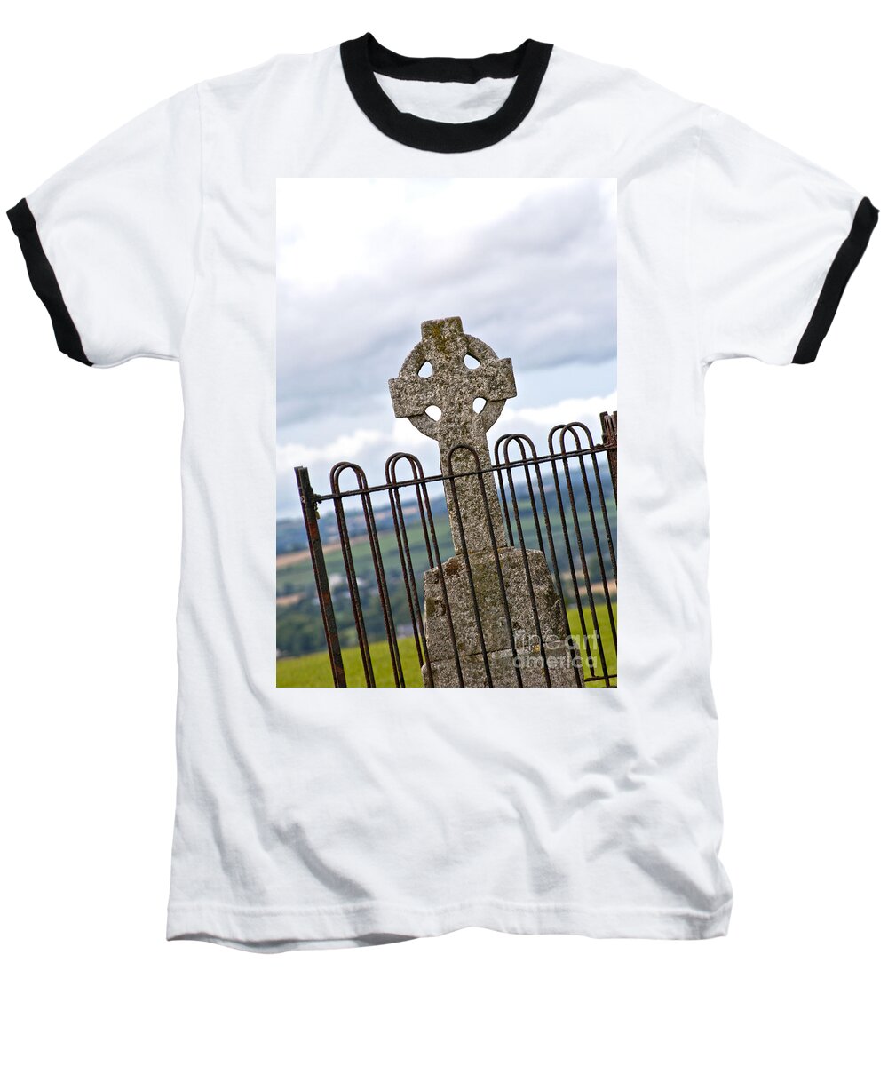 Ireland Digital Photography Baseball T-Shirt featuring the digital art Hill of Tara Celtic Cross by Danielle Summa