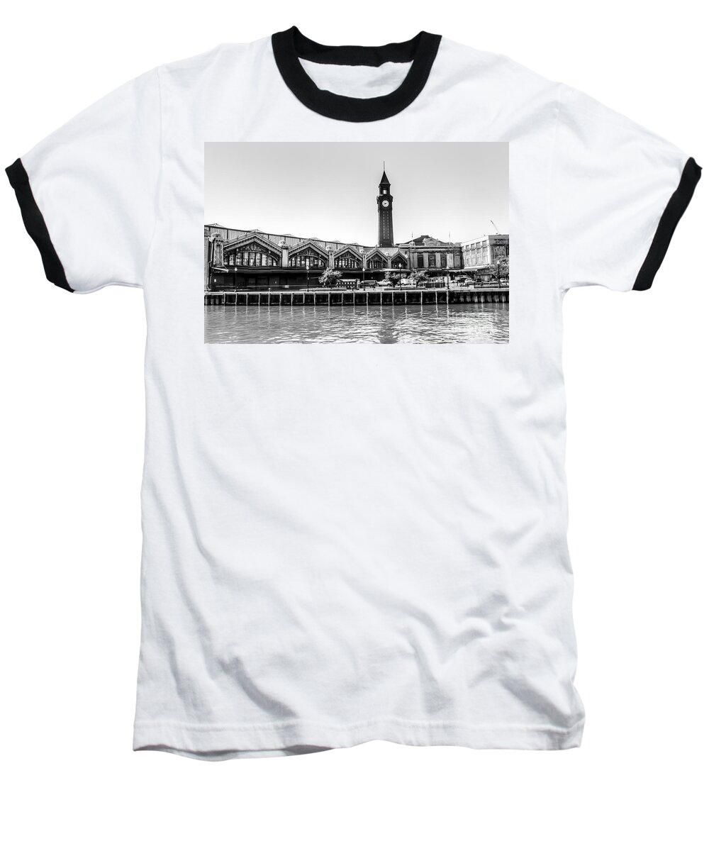 B&w Baseball T-Shirt featuring the photograph Hoboken Terminal Tower by Anthony Sacco