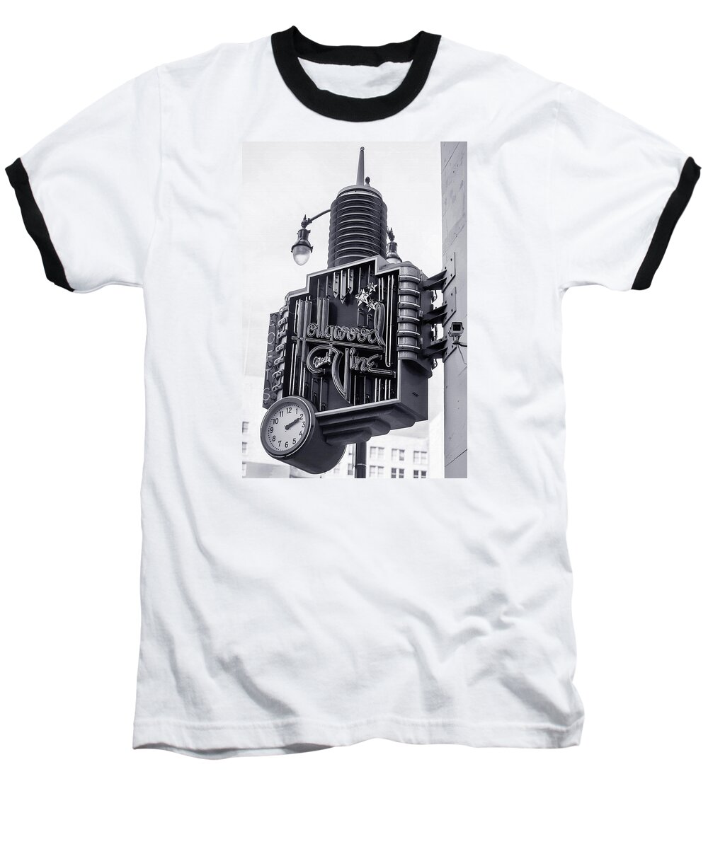 Hollywood And Vine Sign Baseball T-Shirt featuring the photograph Hollywood Landmarks - Hollywood and Vine Sign by Art Block Collections