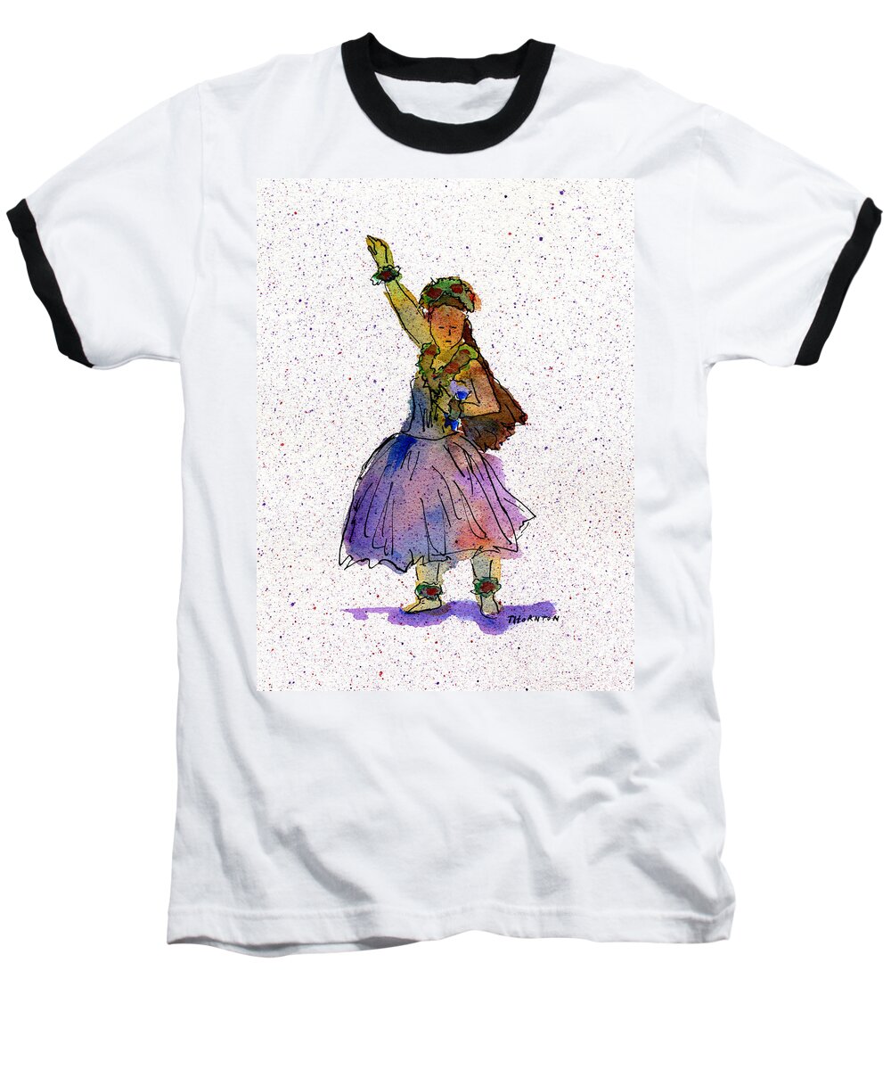 Hula Baseball T-Shirt featuring the painting Hula Series Konani by Diane Thornton