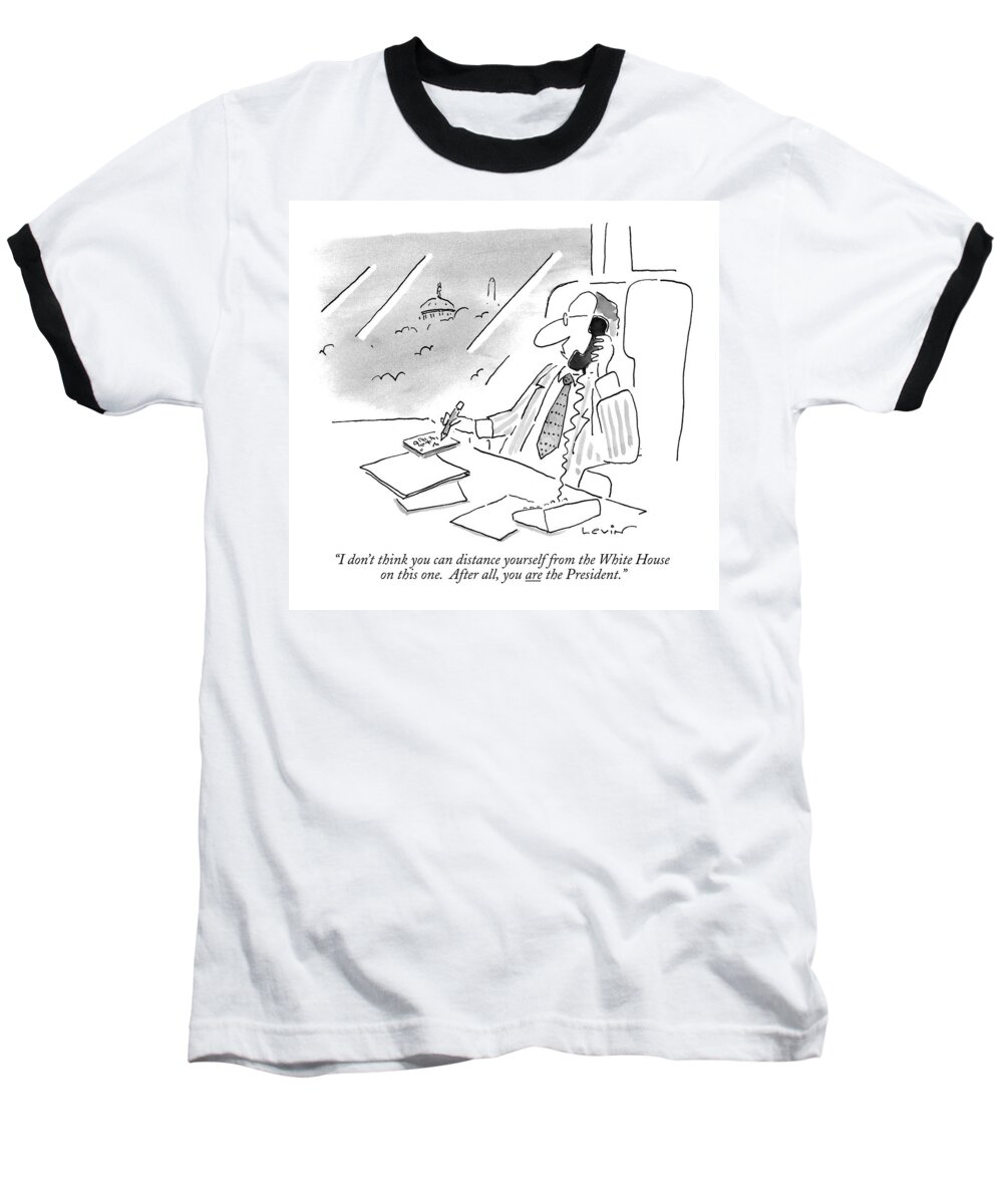 Washington Baseball T-Shirt featuring the drawing I Don't Think You Can Distance Yourself by Arnie Levin
