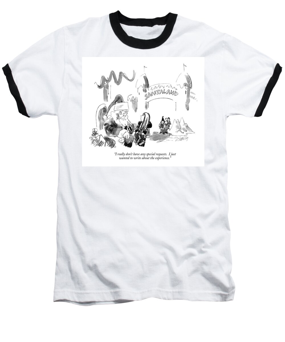 Hall 12/23 Baseball T-Shirt featuring the drawing I Really Don't Have Any Special Requests by Donald Reilly